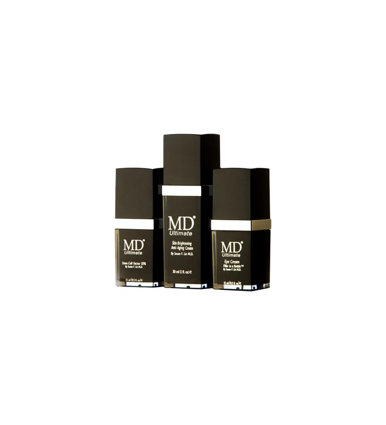 MD Ultimate Anti-Aging Skin Care Set Skin Cream & Serum for Anti-Aging Skin Brightening & Moisturizing - Eye Cream for Reduced Dark Circles Puffiness Enriched with Collagen & Peptides