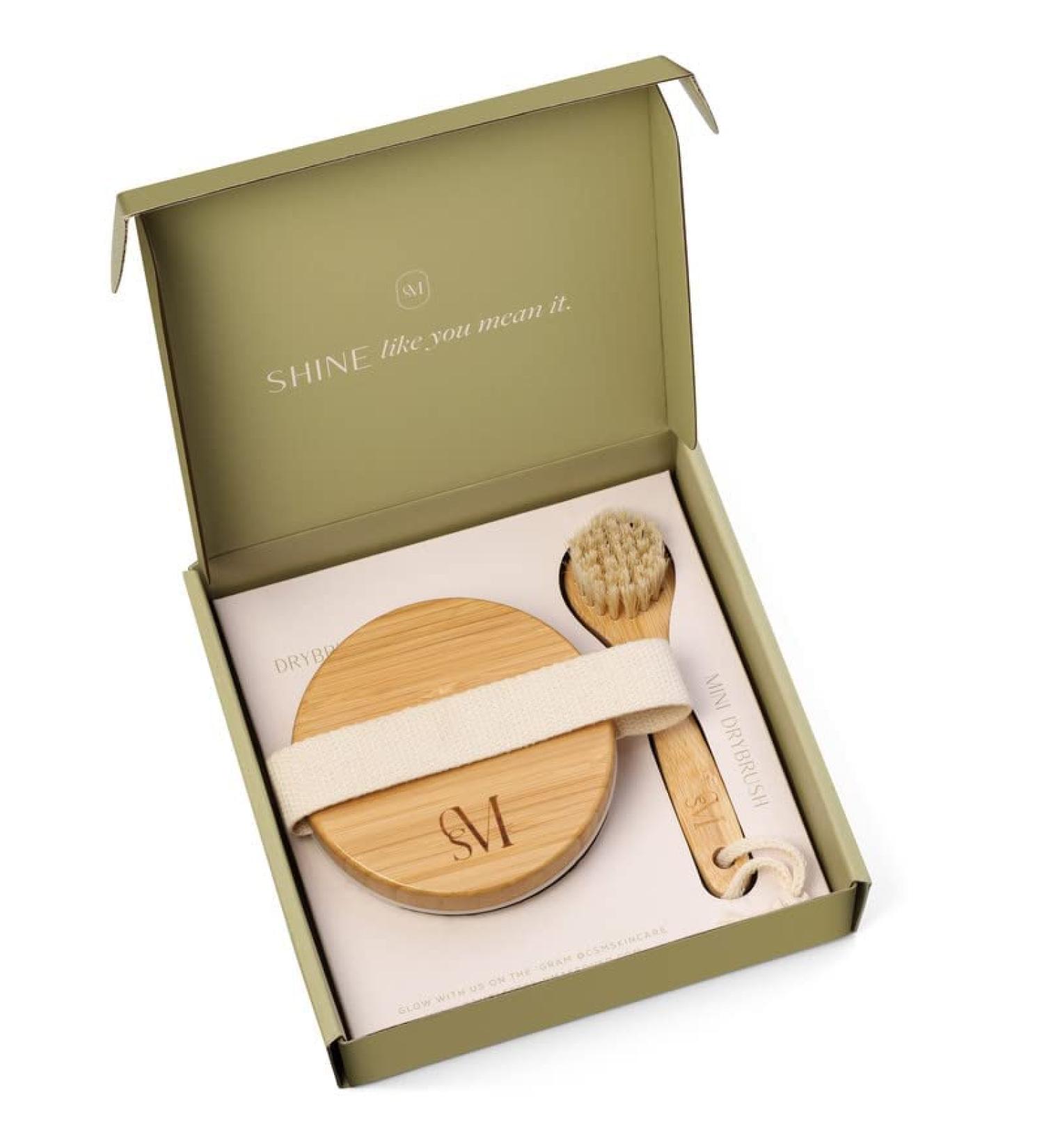 CSM Dry Brushing Body Brush Set - Natural Bristle Exfoliating Brushes for Soft Skin, Lymphatic Drainage, Cellulite & Circulation - Includes 1 Face Brush & 1 Body Brush Kit - Buy Online on SooperMarket.com