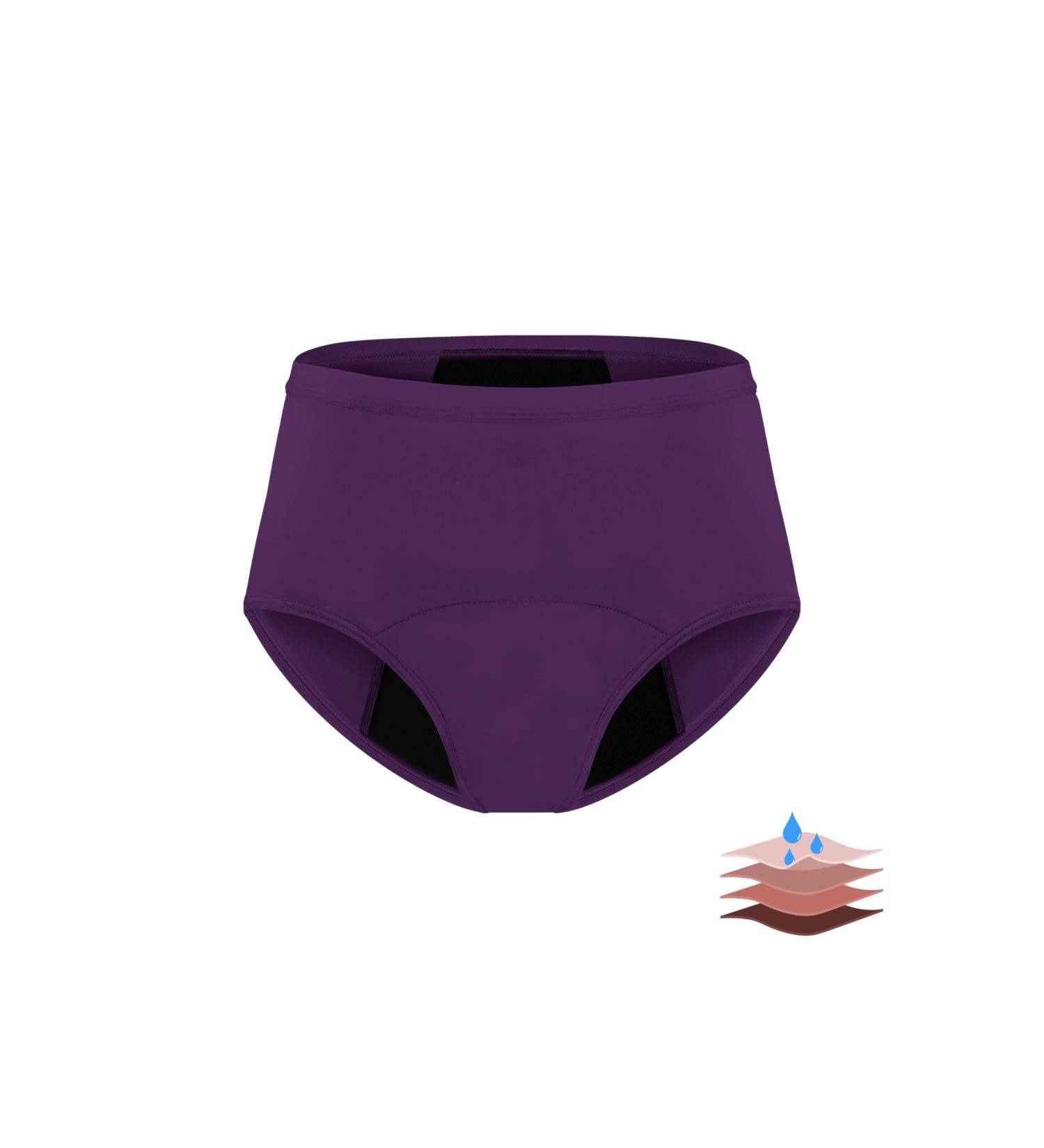Leovqn Lace Trim Period Pants for Women - Heavy Flow Menstrual Underwear, Leakproof Postpartum Briefs - XS Purple - Buy Online on SooperMarket.com