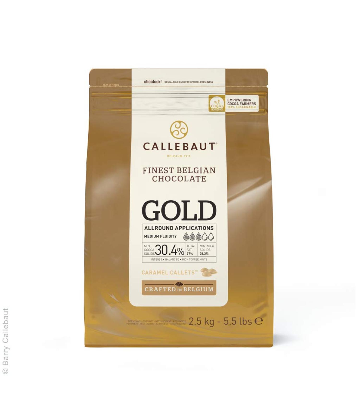 Callebaut Gold 30.4% Caramel Chocolate Chips 2.5kg - Belgian Finest Callets - Buy Online on SooperMarket.com