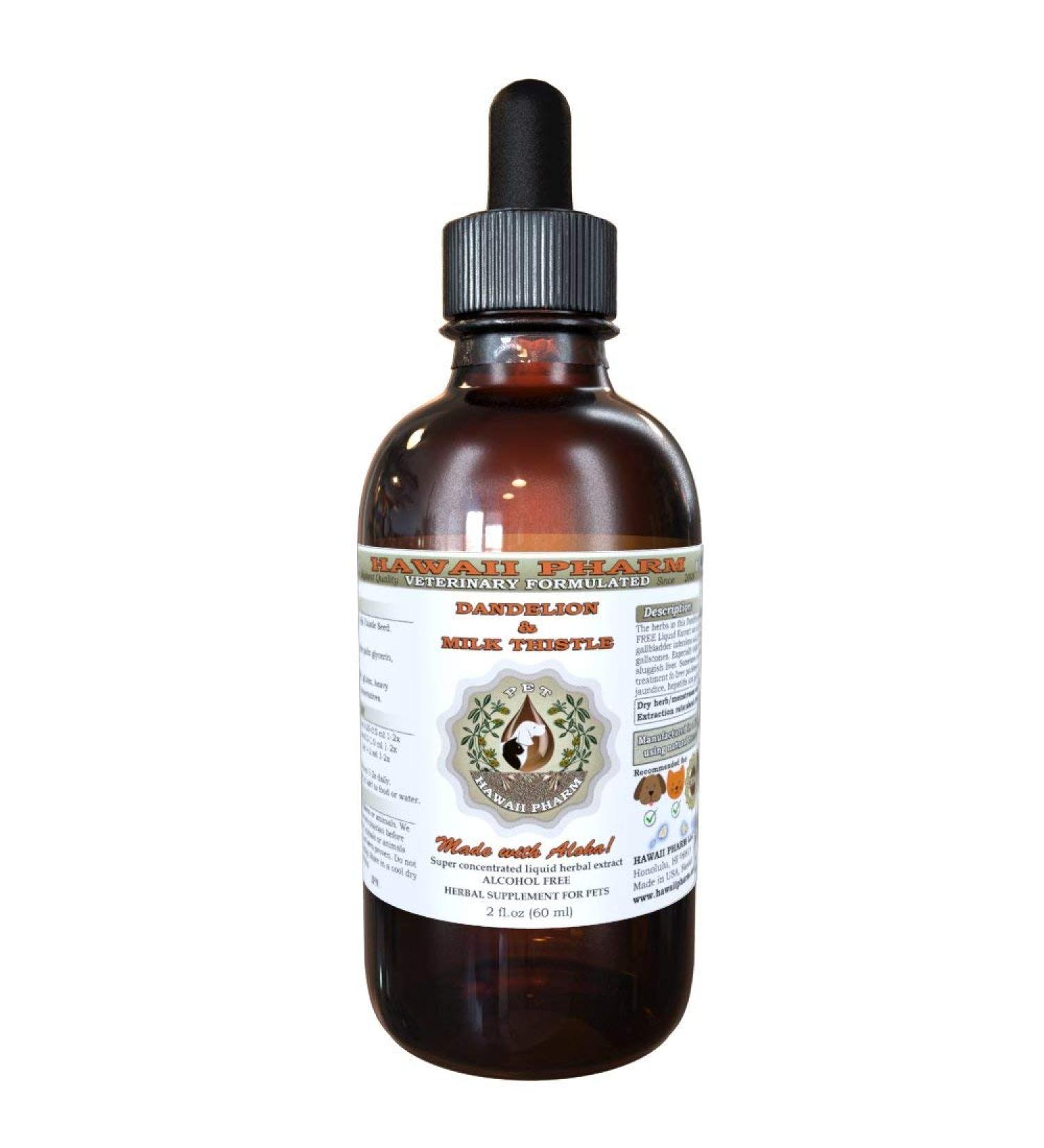 HawaiiPharm Dandelion/Milk Thistle Pet Herbal Supplement 2 oz - Alcohol-Free Liquid Extract for Veterinary Use - Buy Online on SooperMarket.com