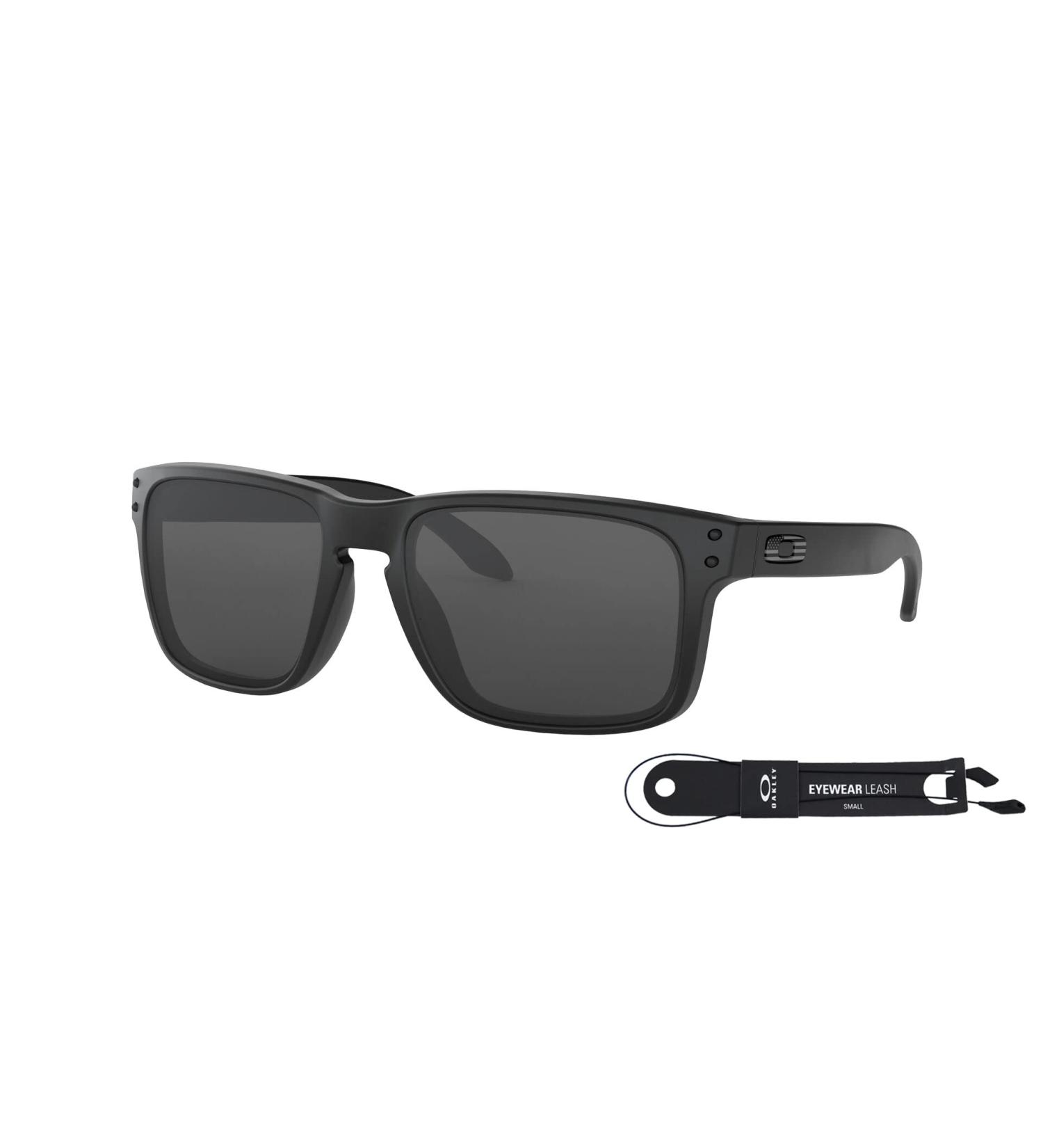 Oakley Holbrook OO9102 Men's Sunglasses Bundle with Leash + VISIOVA Accessories - Matte Black/Grey (9102e5) - Buy Online on SooperMarket.com