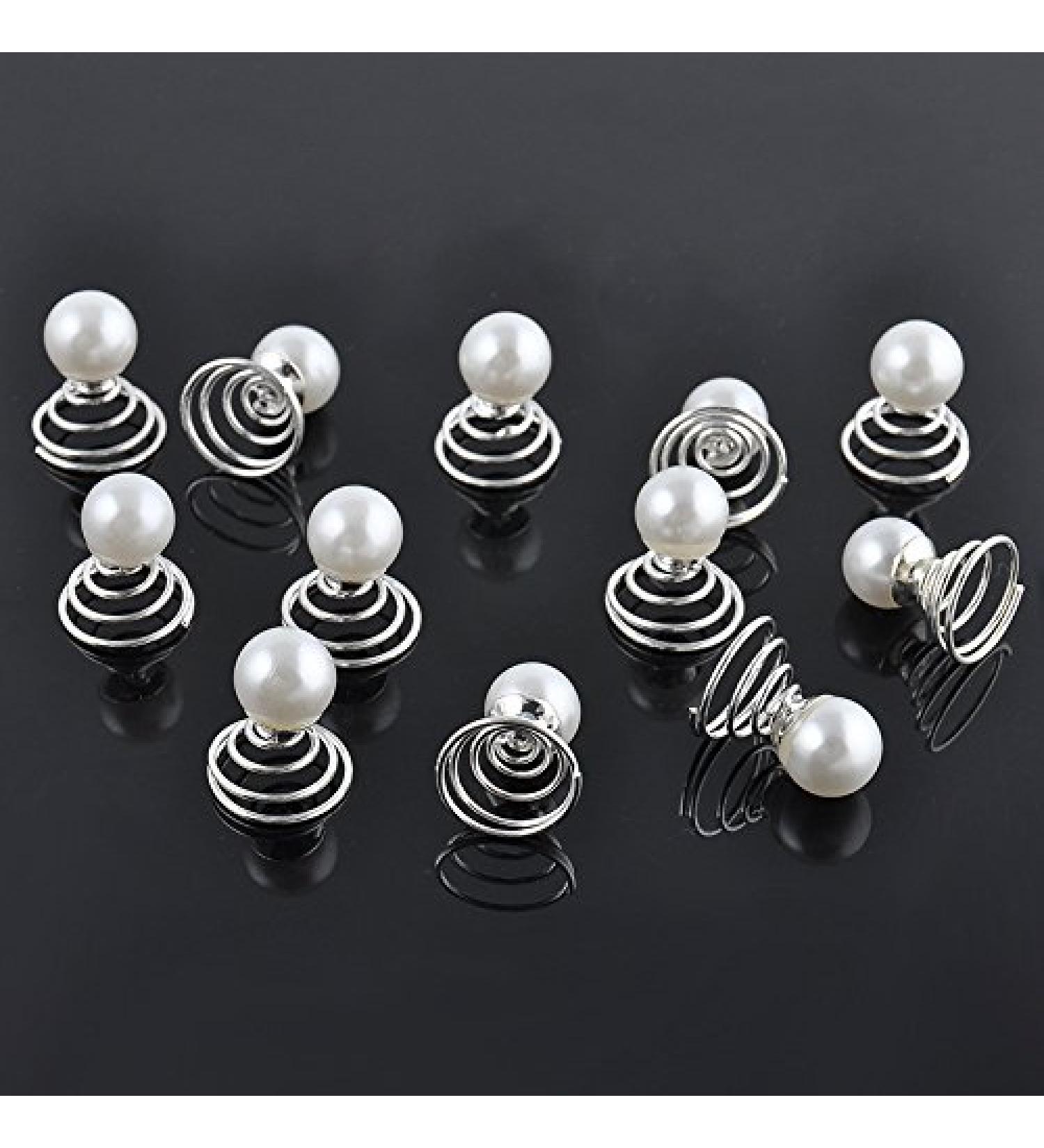 Chris.W 12Pcs Spiral Hair Pins - Pearl Swirl Coils Hair Clips for Wedding, Prom, Party - Accessories for Special Events - Buy Online on SooperMarket.com
