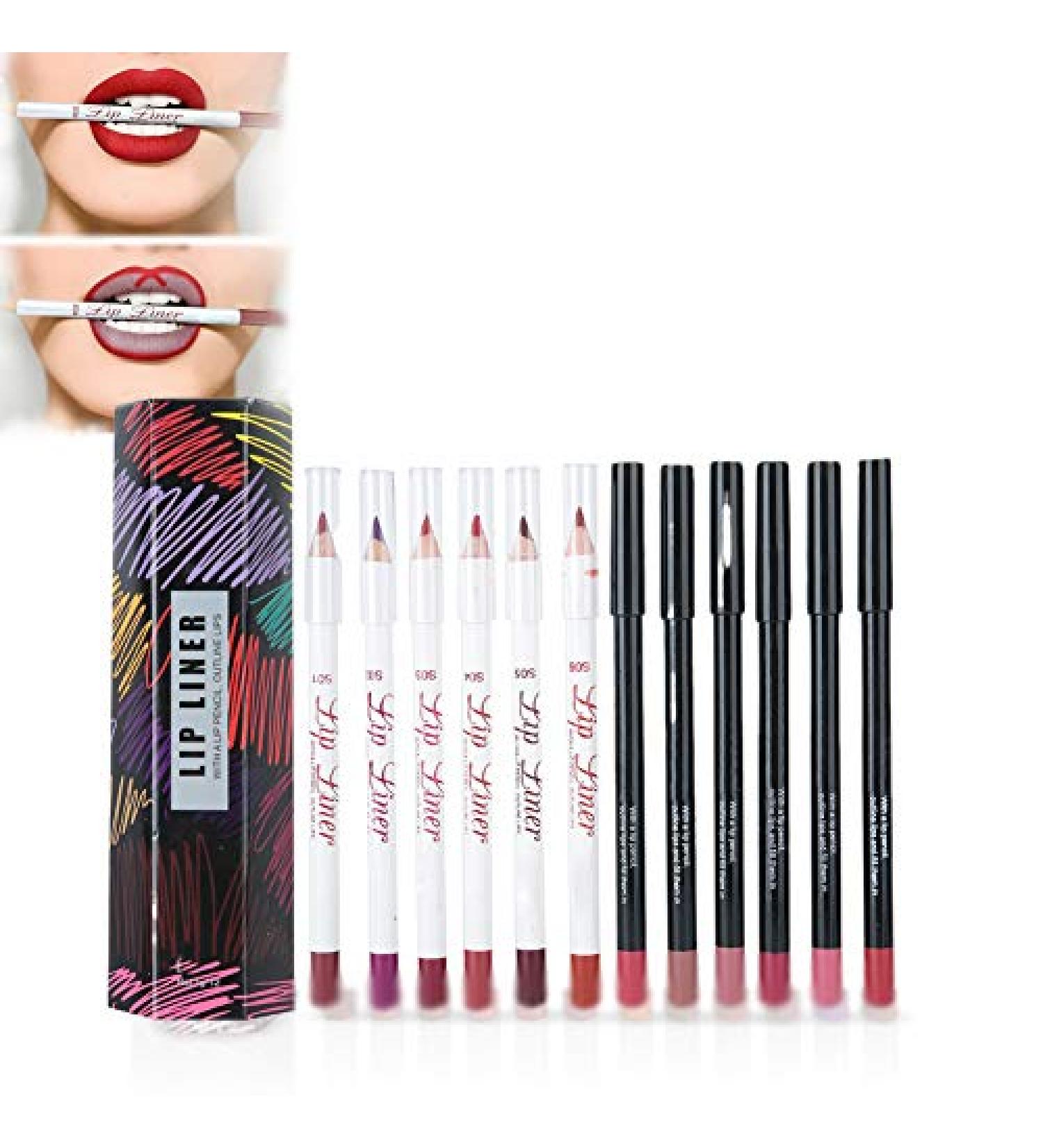 Waterproof Lip Liner Set - 12 Vibrant Colors | Long-Lasting Lipstick Cosmetic for Stunning Makeup - Buy Online on SooperMarket.com