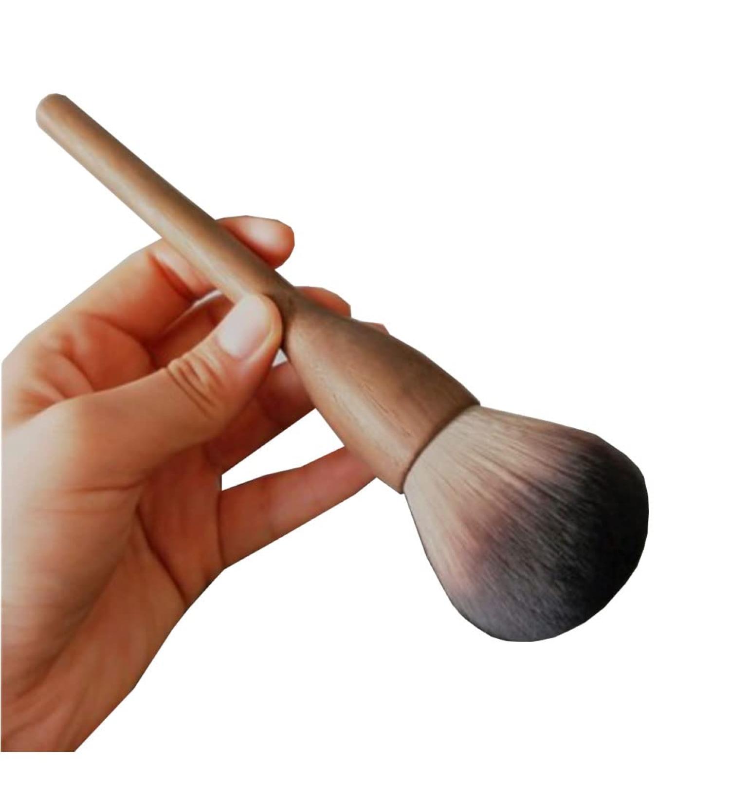 Buy Large Walnut Handle Kabuki Powder Brush - Soft Fiber Makeup Tool | Advanced Fashionable Design - Buy Online on SooperMarket.com