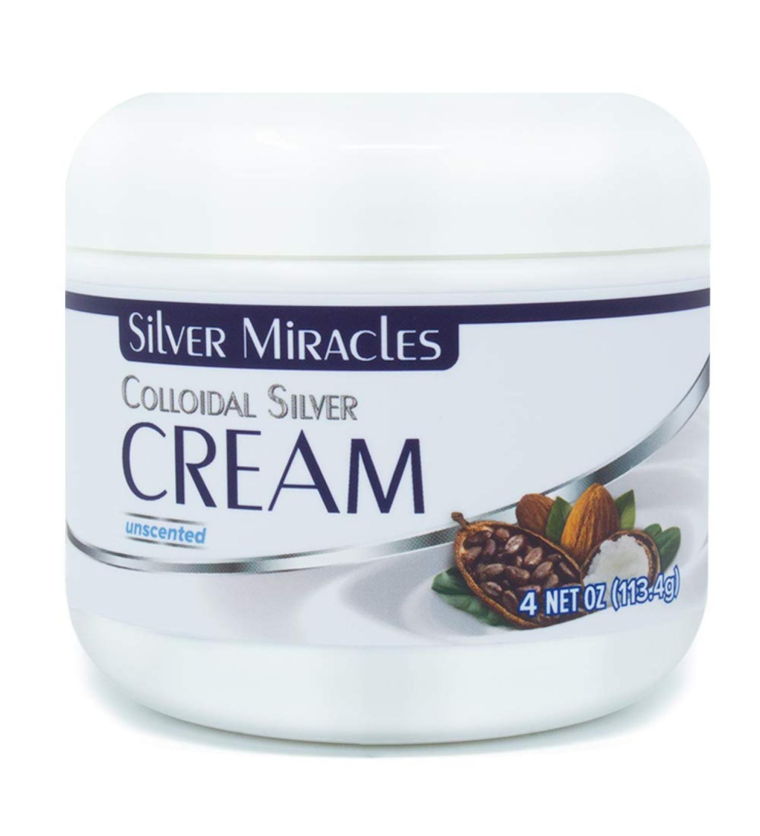 Silver Miracles Colloidal Silver Cream 4oz | Skin Healing, Moisturizing, Handmade in USA | 99.999% Pure Silver | Scent & Dye Free - Buy Online on SooperMarket.com