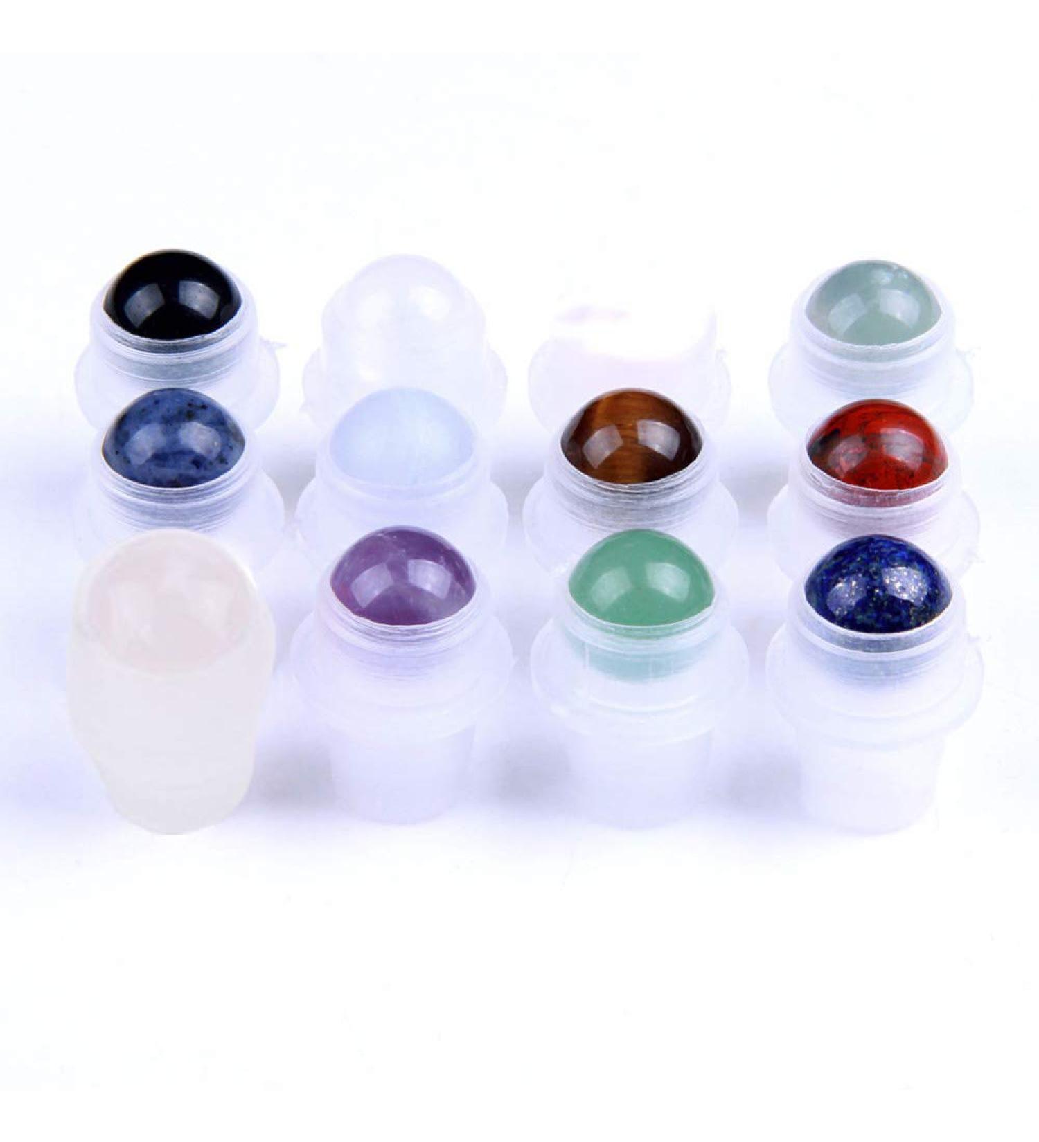 10 Natural Gemstone Roller Balls for Essential Oils - Polished Healing Crystals Compatible with 5ml & 10ml Bottles - Buy Online on SooperMarket.com