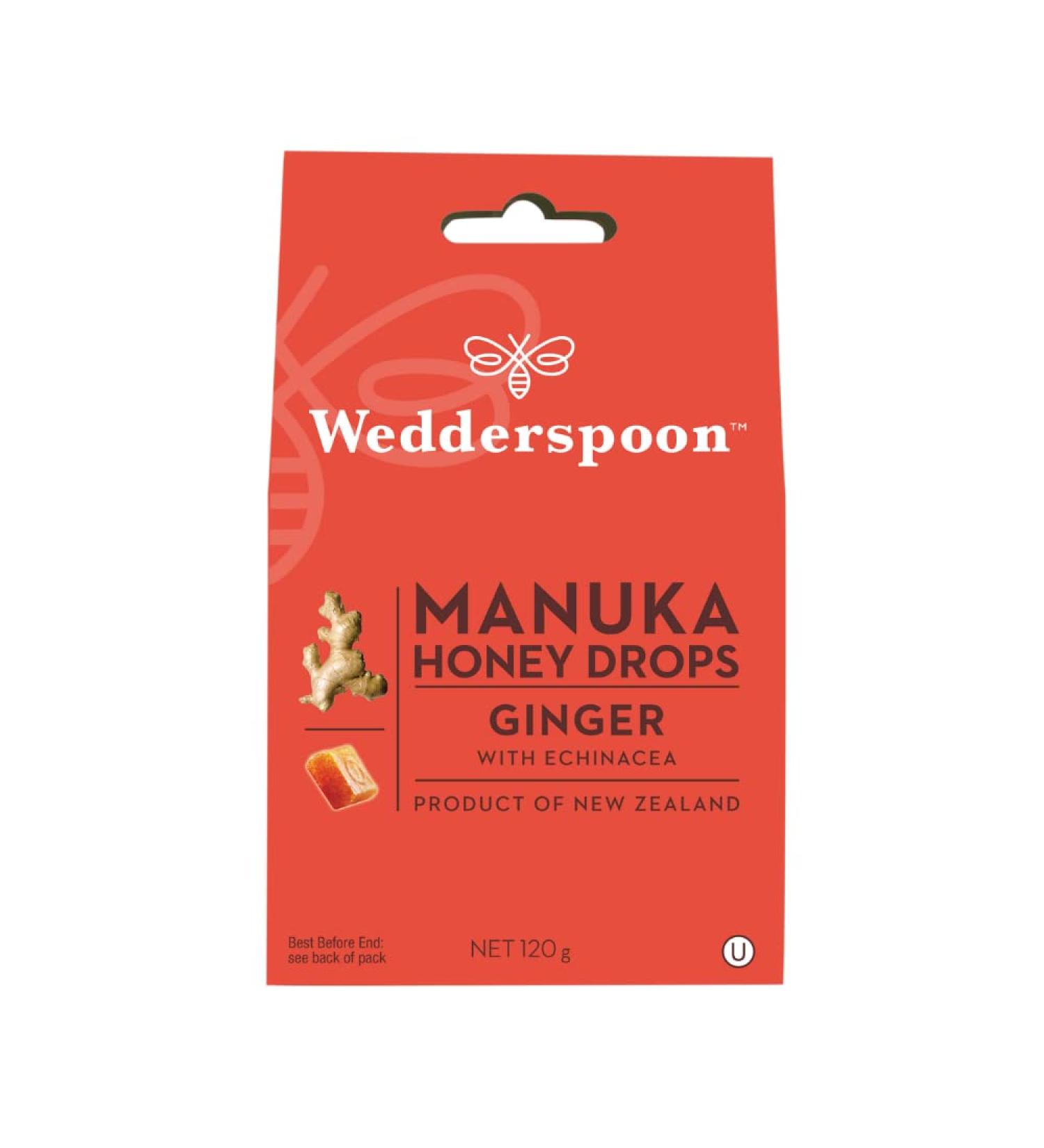 Wedderspoon Natural Manuka Honey and Ginger with Echinacea Drops (20 Drops per box) - Buy Online on SooperMarket.com