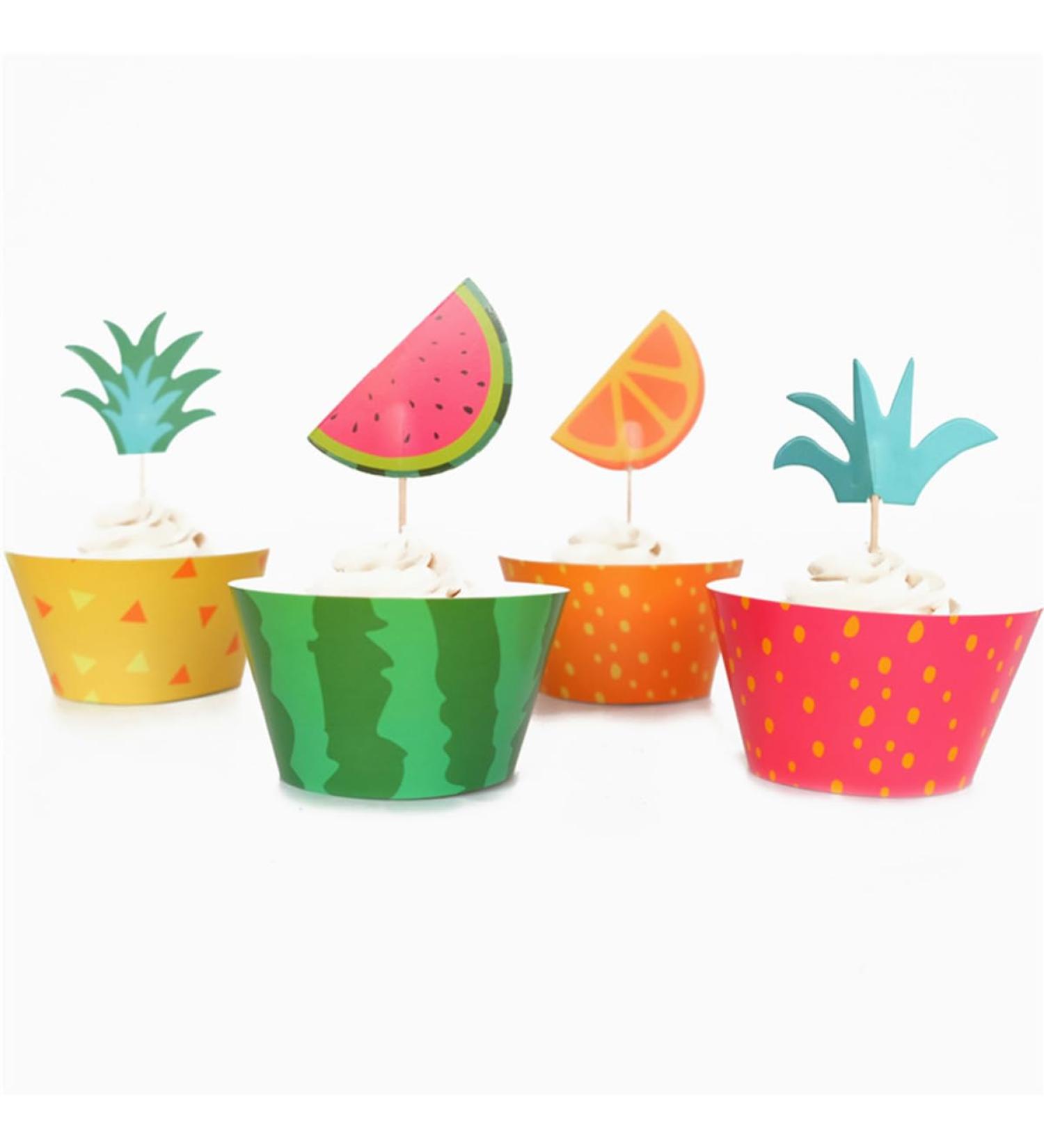 Warmhm 24pcs Top Hat Hawaii Cupcake Toppper Hawaii Toppper Hawaii Fruit Toppper Child Muffin Cup Colorful - Buy Online on SooperMarket.com