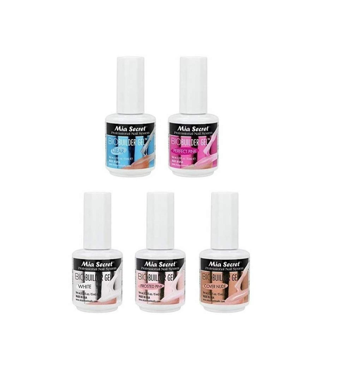 Mia Secret Professional Nail System Bio Builder Gel 5 Color Set - 0.5oz - Frosted Pink/Clear/Perfect Pink/White/Cover Nude - Buy Online on SooperMarket.com