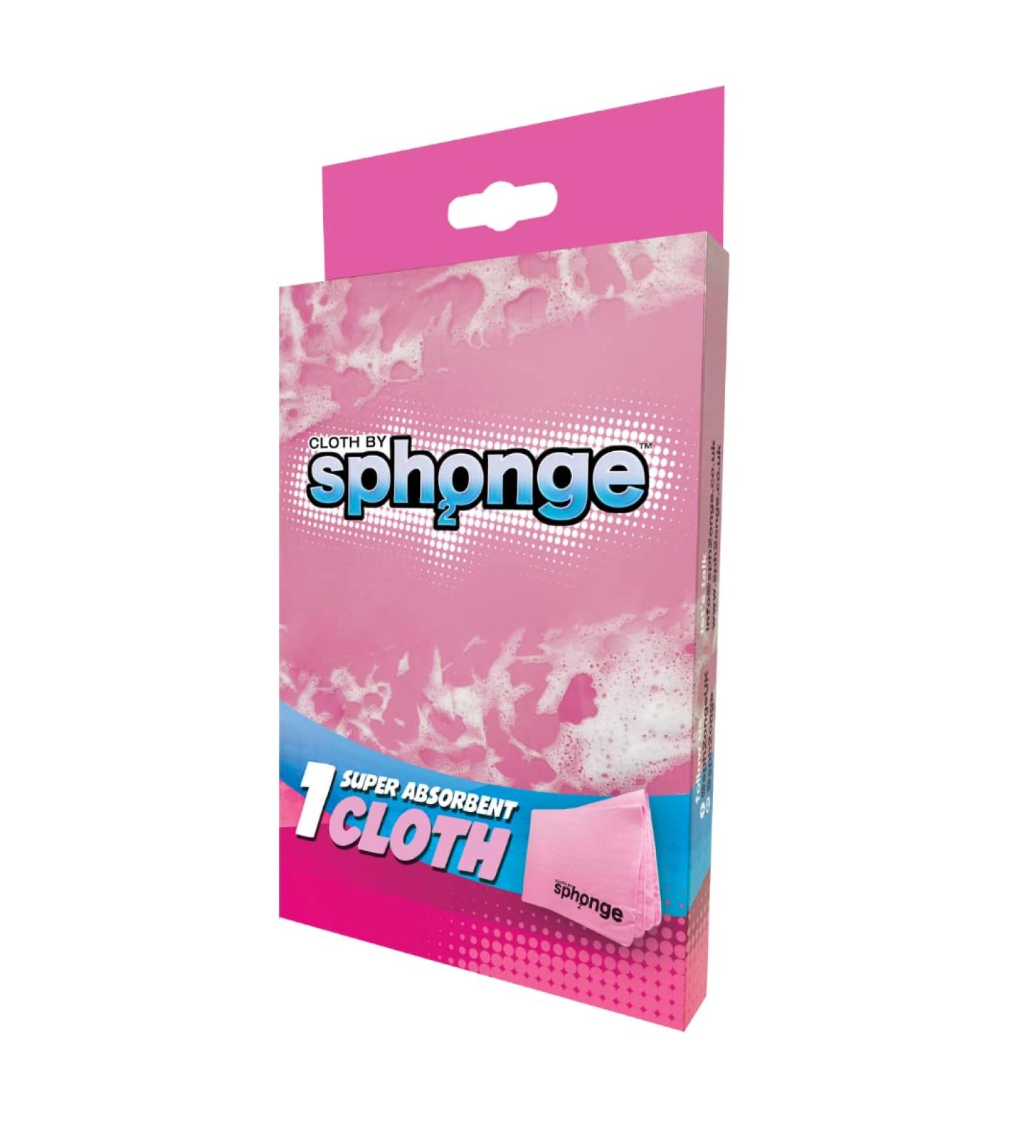 SPH2ONGE Super Absorbent Cloth (Pink) | Multi-Purpose | Designed to Hold x10 Its Weight in Liquid | Re-usable | Perfect All Around Your Home | Effective on Every Surface | Drip-Free and Durable Pink Cloth Sponge - Buy Online on SooperMarket.com