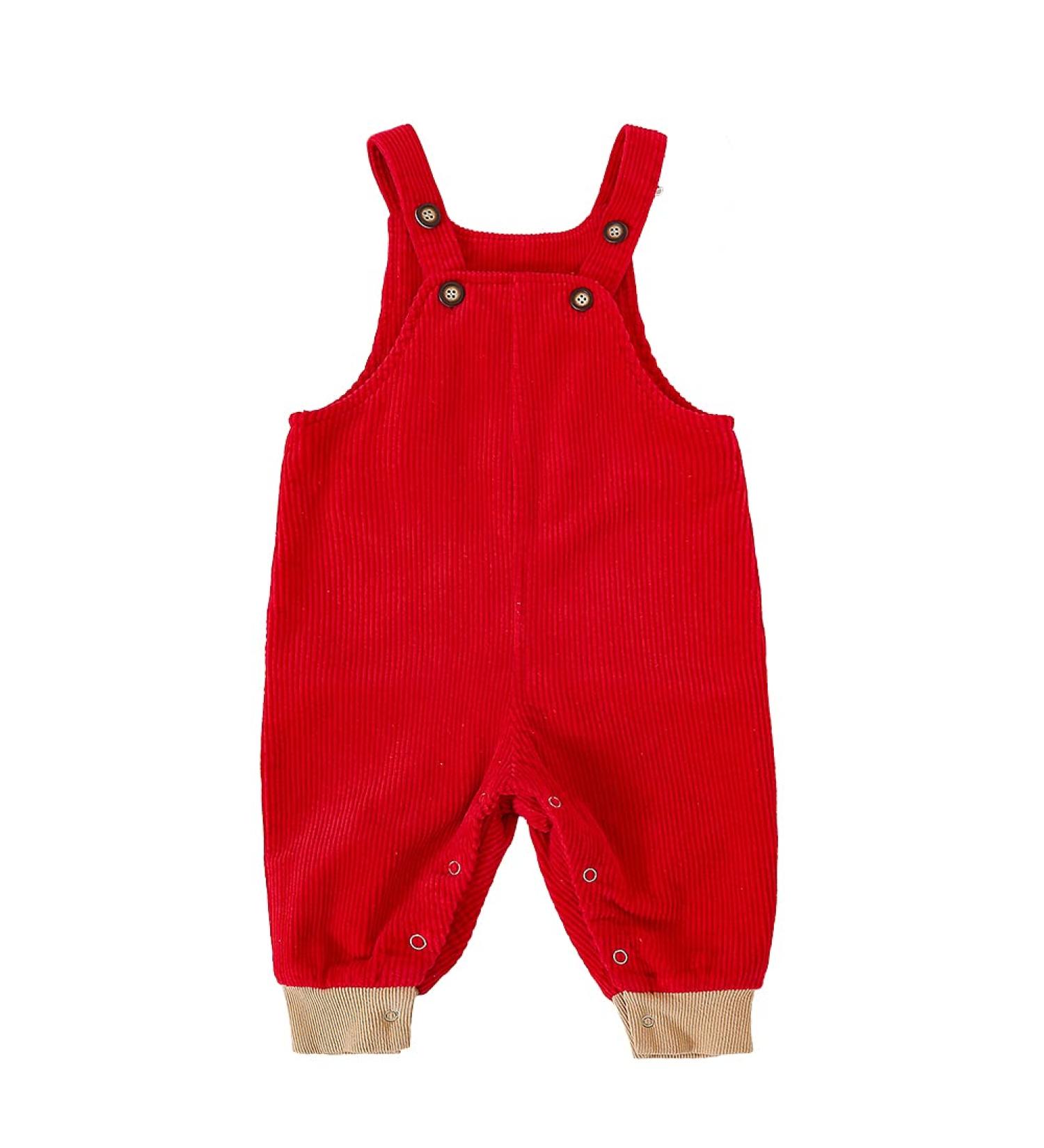 Volunboy Unisex Baby Cotton Dungarees 6-9 Months Red - Adjustable Corduroy Striped Overalls - Buy Online on SooperMarket.com