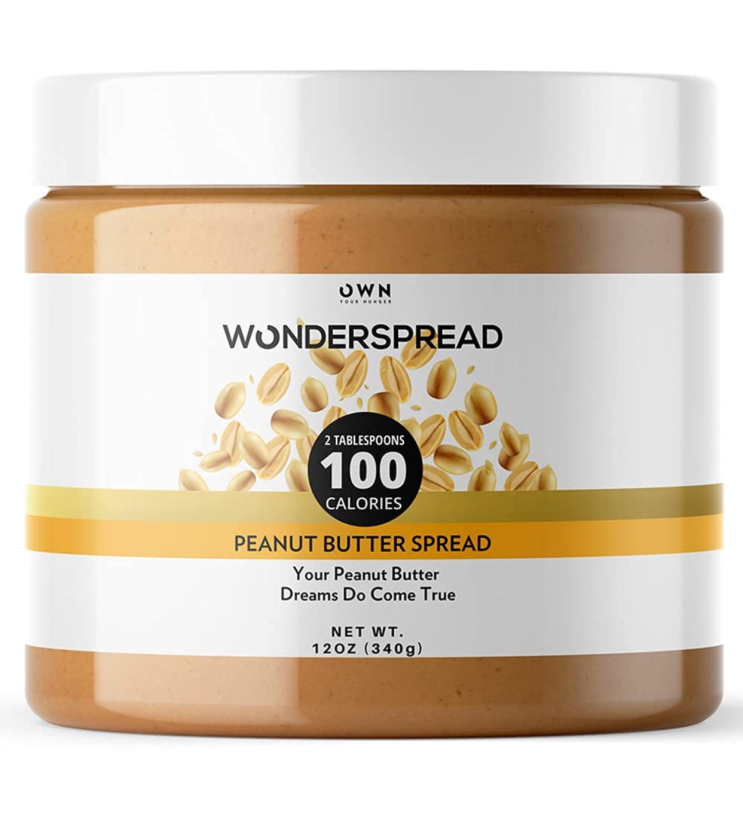 Wonderspread Half-Calorie Gourmet Peanut Butter - 100 Calories, 1g Net Carbs, No Palm Oil - 12 Oz - Buy Online on SooperMarket.com