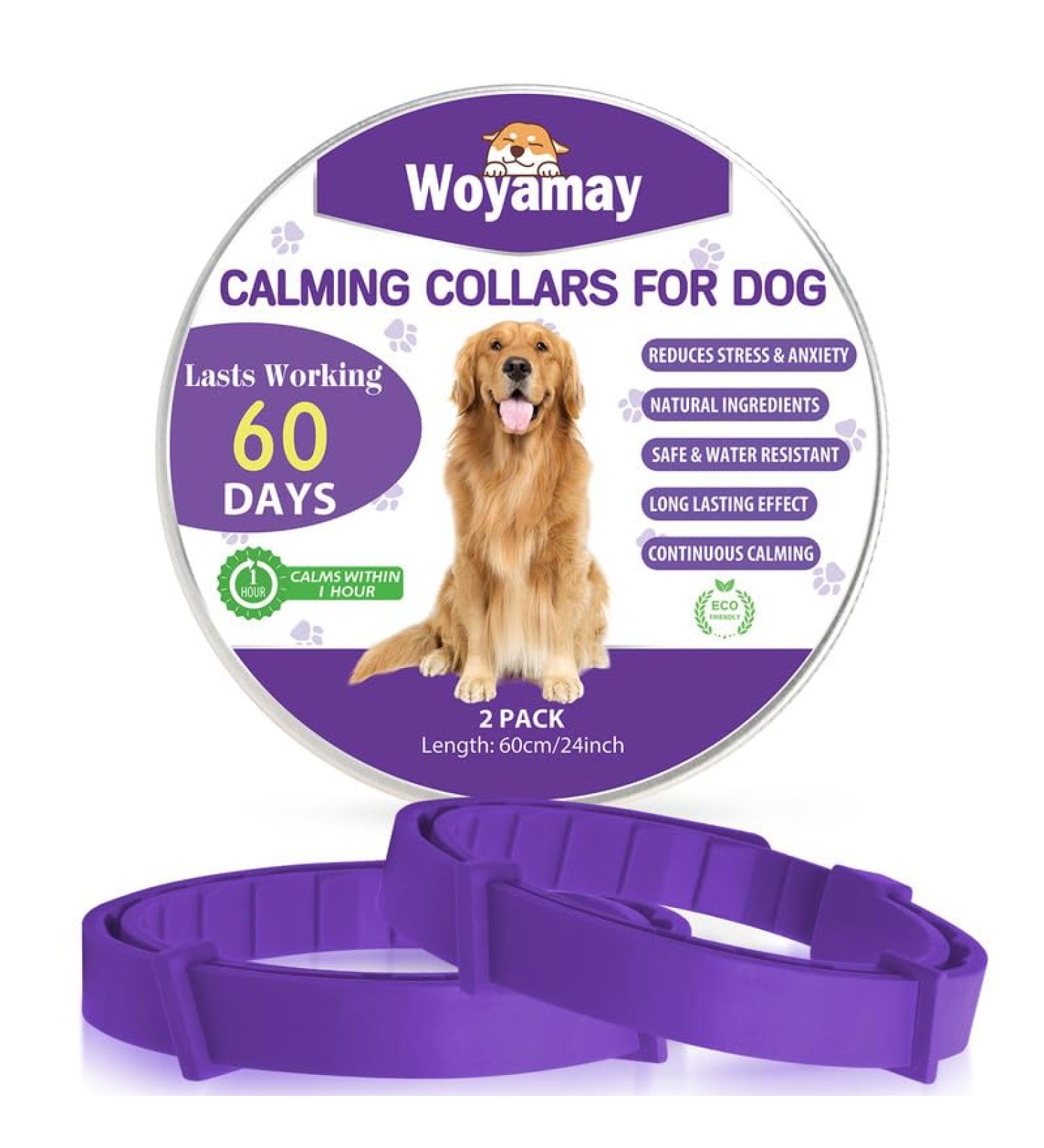 Woyamay Calming Collar for Dogs Adjustable Calming Dog Collar Helps Dogs Anxiety Relief Natural Calming Pheromone Dog Collar Lasts 60 Days Fits All Small Medium Large Dog 2 Pack Purple Purple-2 Pack - Buy Online on SooperMarket.com