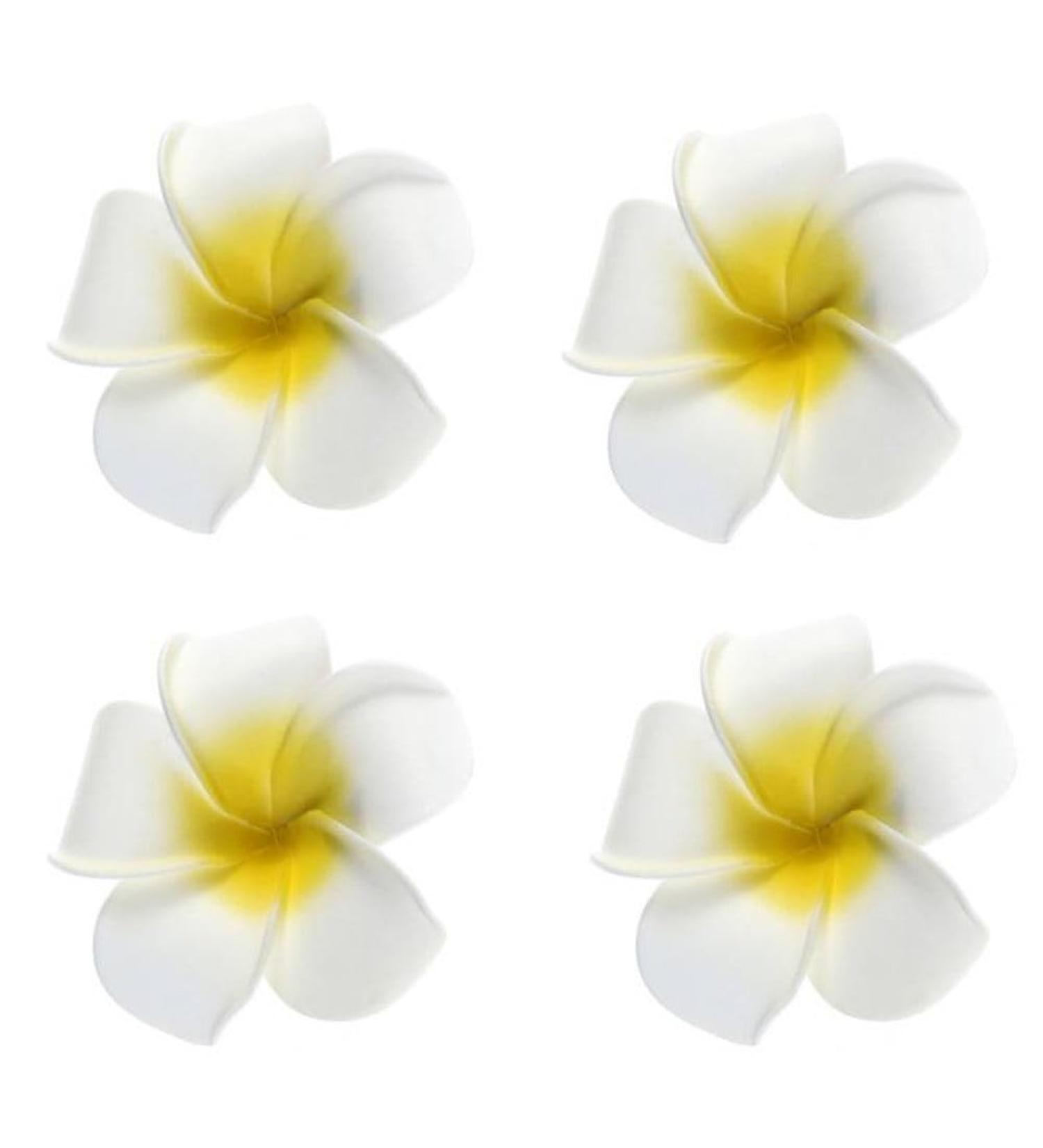 4 Pieces Plumeria Flower Clips - Hawaiian Foam Hair Clips for Bridal Wedding & Beach Decor - Buy Online on SooperMarket.com