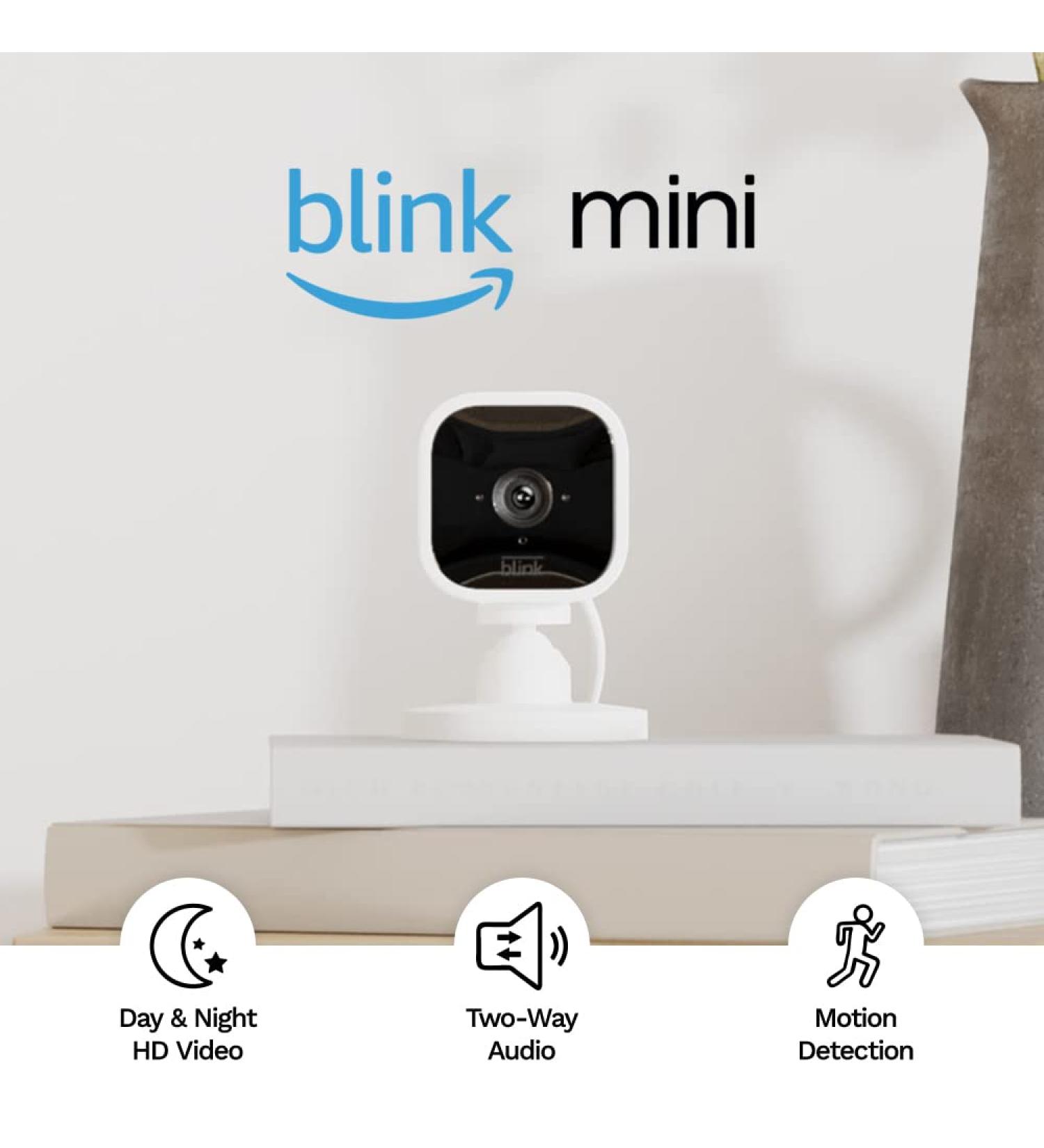 Blink Mini 1080p HD Indoor Security Camera System | Night Vision, Motion Detection, Two-Way Audio | Works with Alexa | Easy Setup | Pack of 3 (White) - Buy Online on SooperMarket.com
