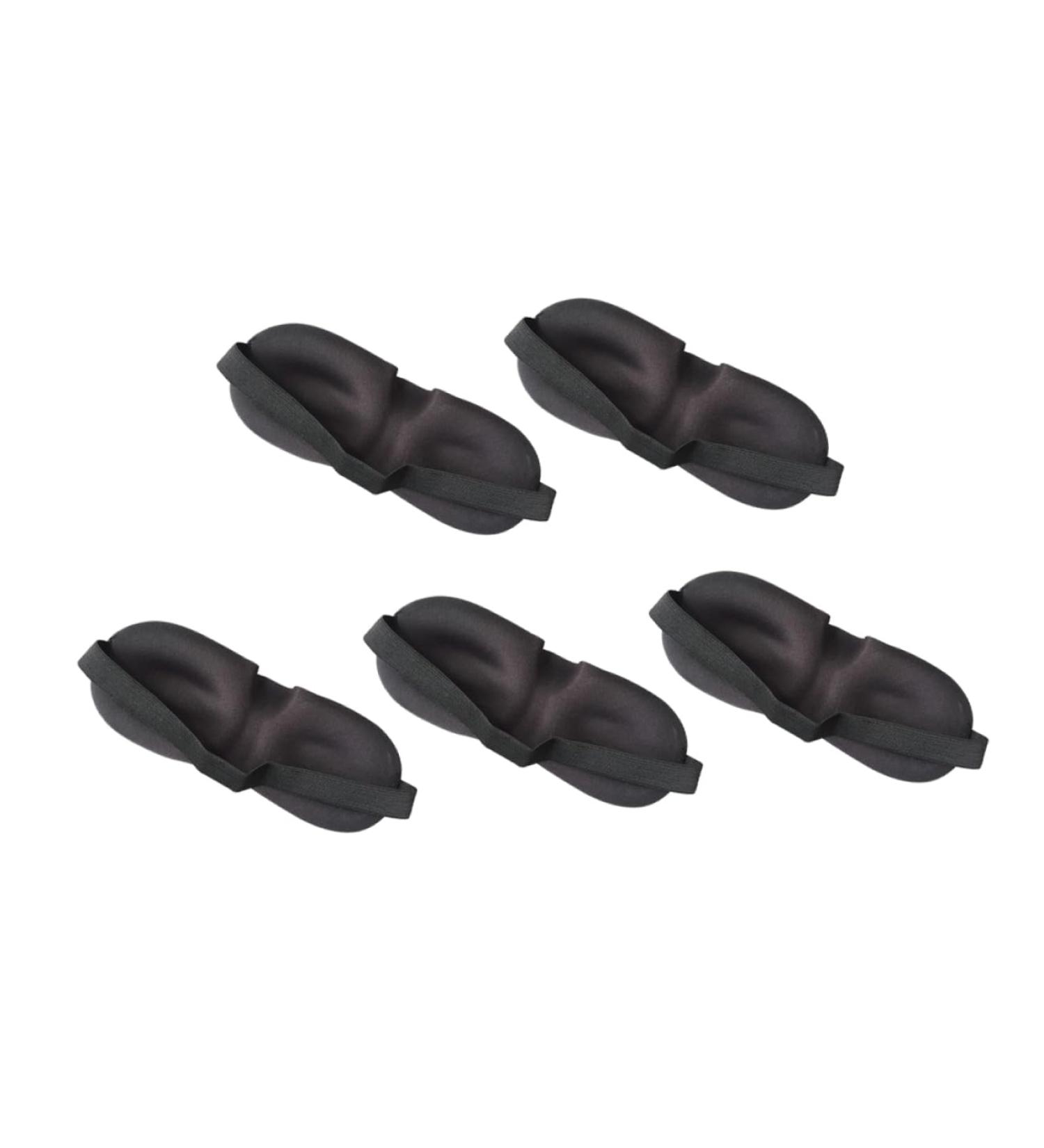 Hemoton 3D Stereo Goggles Silk Sleep Mask Set - 5Pcs Cotton Silk Pillow & Eye Masks for Night Blindfold and Deep Sleep - Black - Buy Online on SooperMarket.com