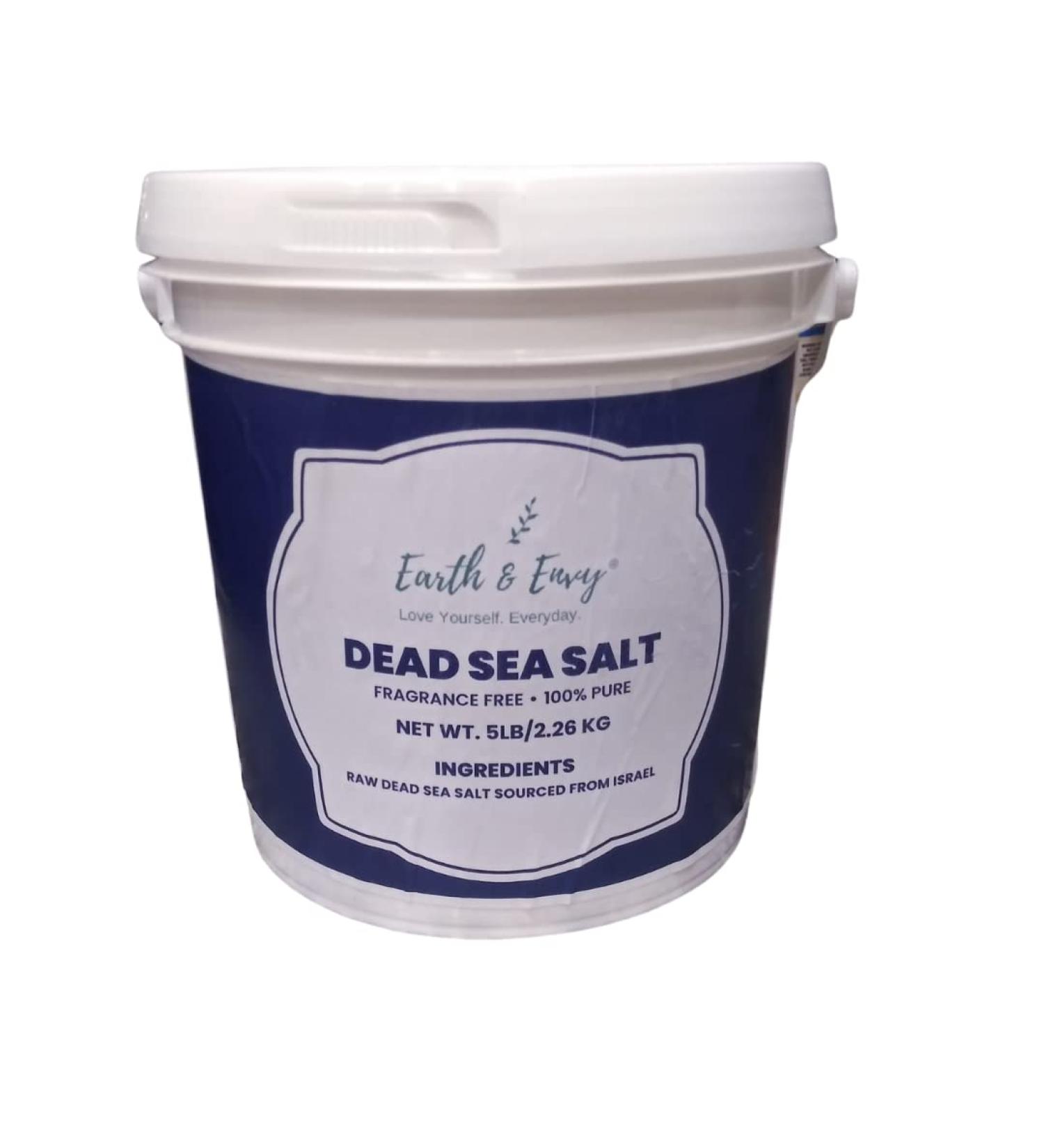 Earth & Envy Dead Sea Salt 5LB Medium Fine Grain - Fragrance-Free, Moisturizing & Detoxifying - Buy Online on SooperMarket.com