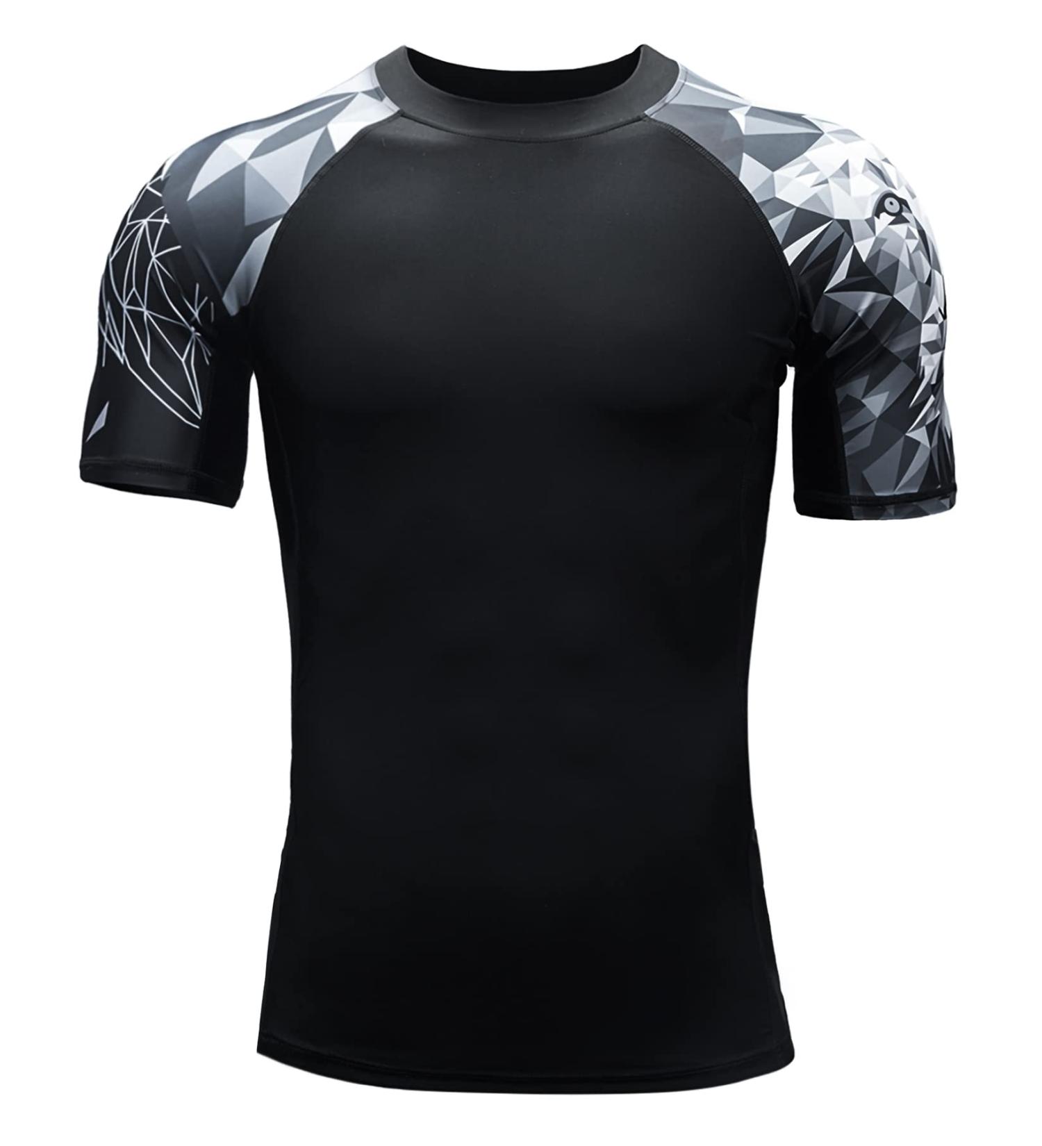 HUGE SPORTS Men's Short Sleeve Splice Rashguard Shirt - Swim & Surf Vest XXL Lion - International Shipping Available - Buy Online on SooperMarket.com