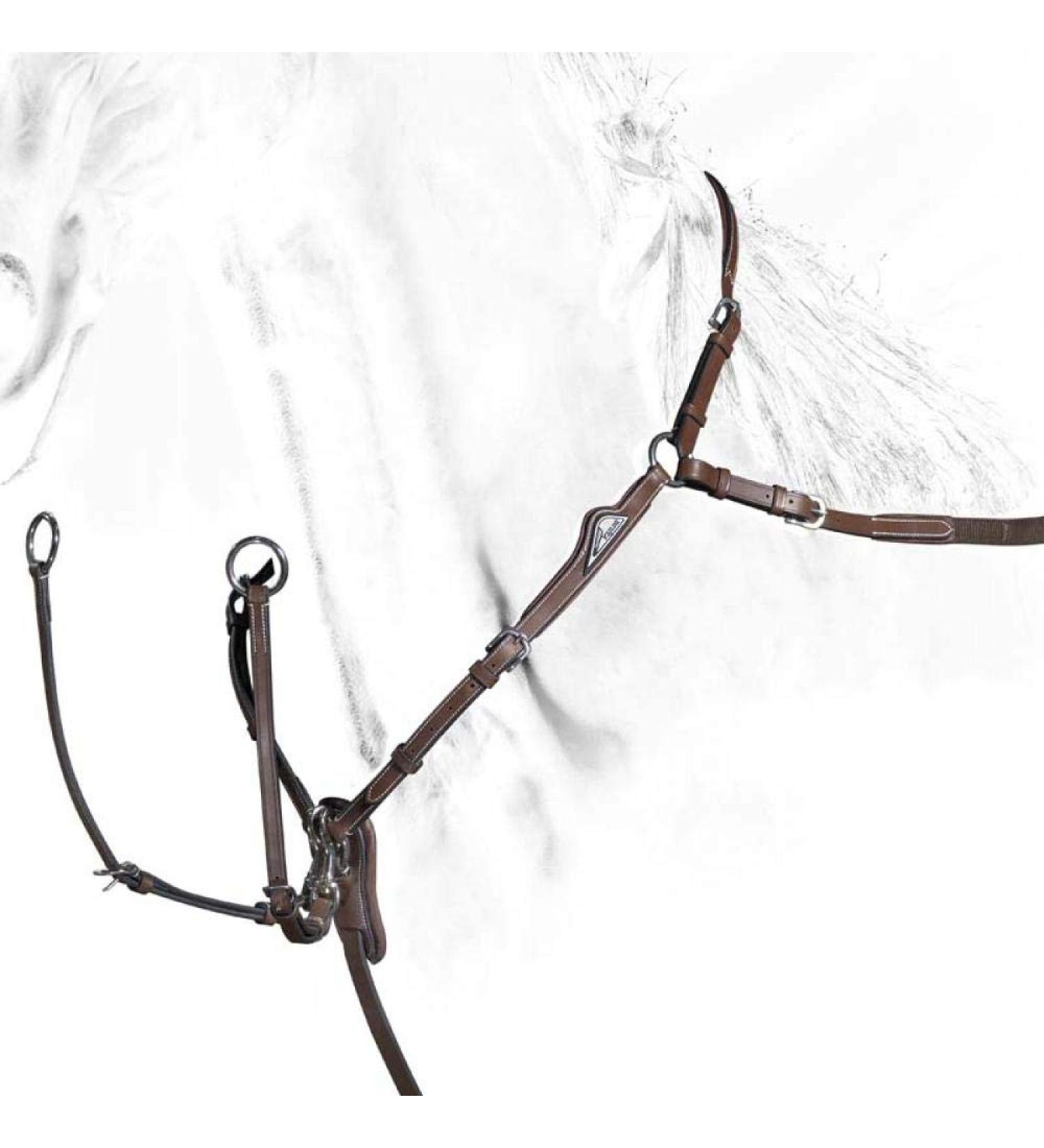 Equiline Breastplate with Double Regulation Leather brown with silver emblem Cob