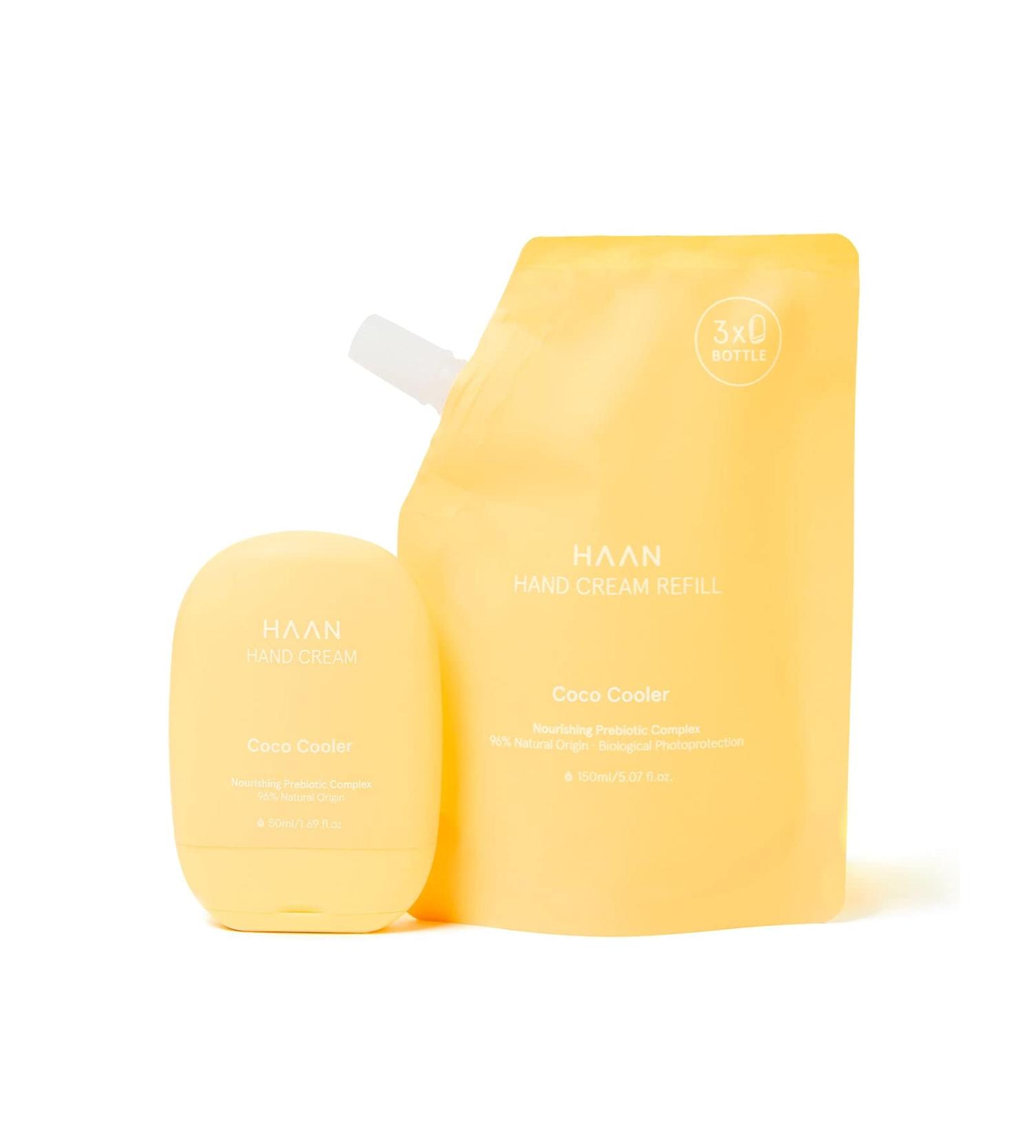 HAAN Moisturising Hand Cream 50ml + Refill 150 ml - Refillable - Unique Fragrances - 96% natural ingredients - Coco Cooler - Buy Online on SooperMarket.com
