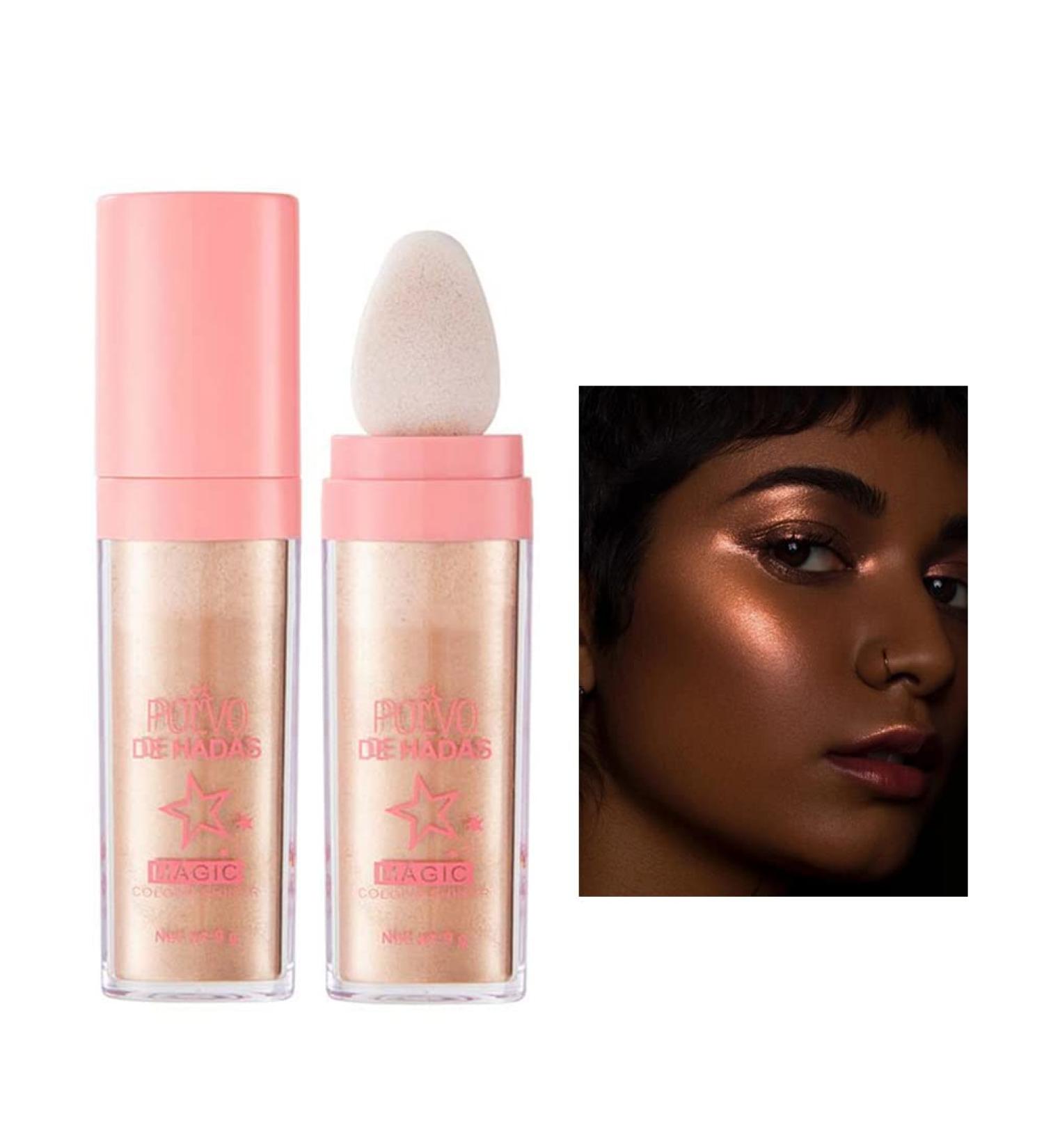 Glitter Highlighter Powder Stick - Smooth Waterproof Shimmer for Face, Body & Eyes - Gold Brown 9g - Buy Online on SooperMarket.com