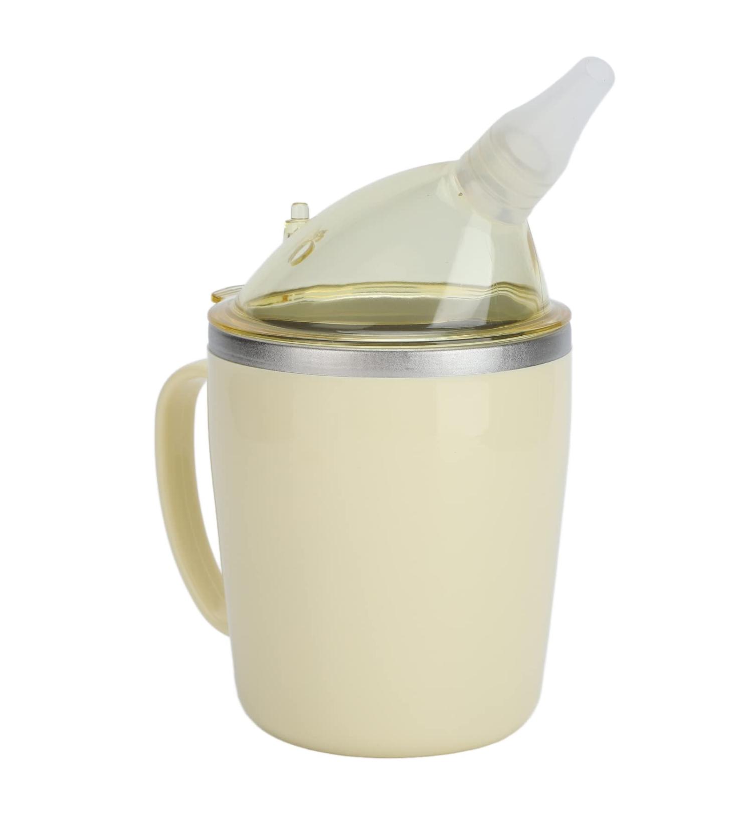 Convalescent Feeding Cup 350ml 304 Stainless Steel Adaptive Drinking Cup with Straw Leakproof Lightweight Bed Sippy Cup Drinking Aids for The Elderly Patient Disabled - Buy Online on SooperMarket.com