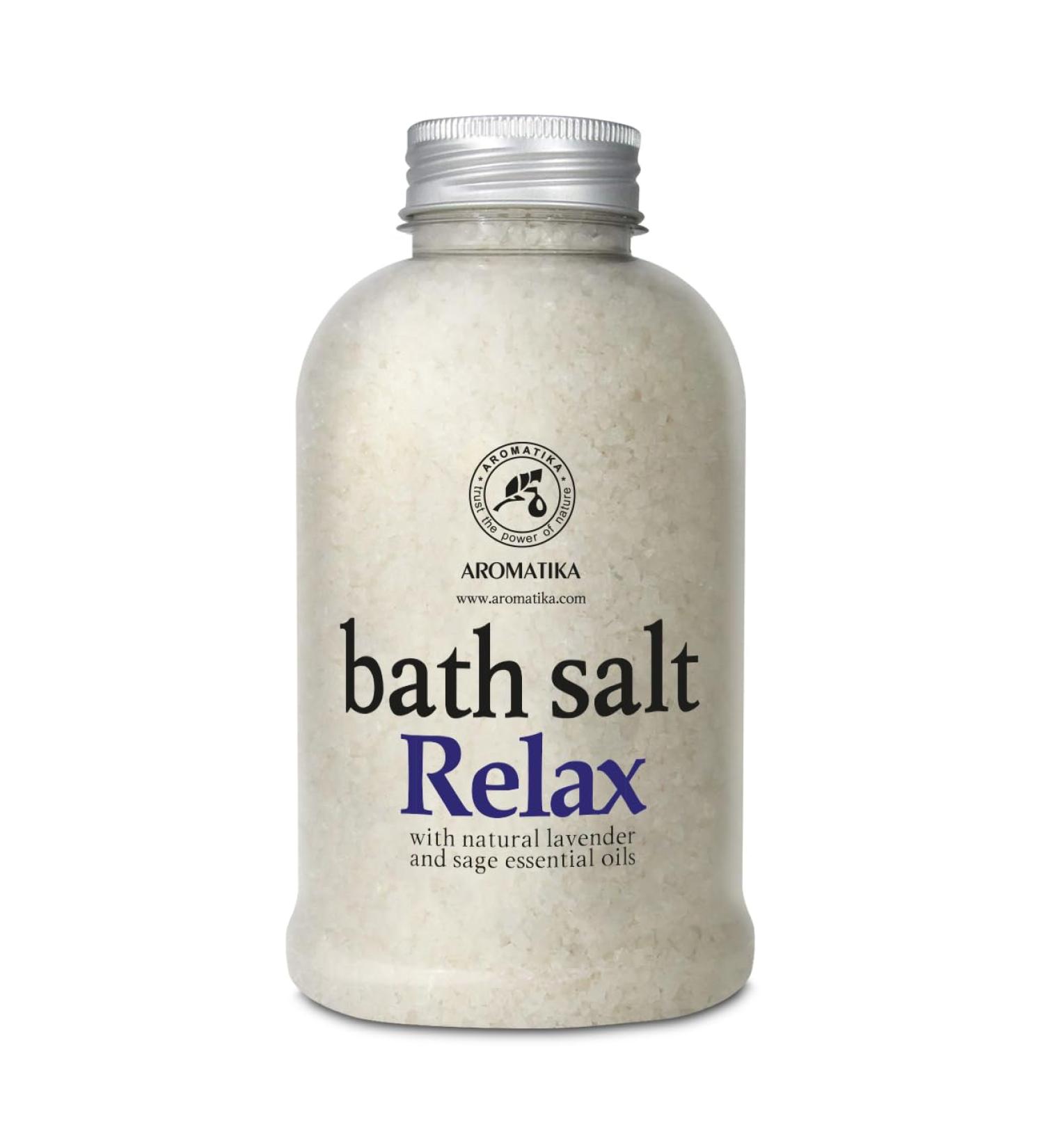 Relaxing Bathing Salt 600g - Sea Salt with Lavender & Sage Oil for Sleep Stress Relief and Aromatherapy - Best Body Care & Wellness Solution - Buy Online on SooperMarket.com