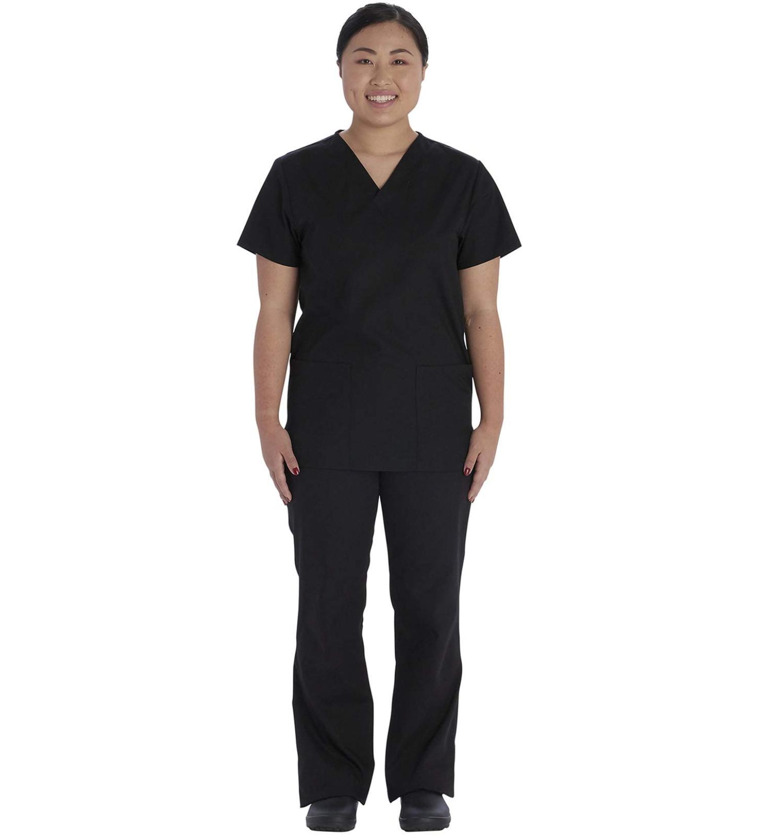 Vital Threads Unisex Scrubs Set V-Neck Top & Drawstring Pant VT509C - Medium Black - Buy Online on SooperMarket.com