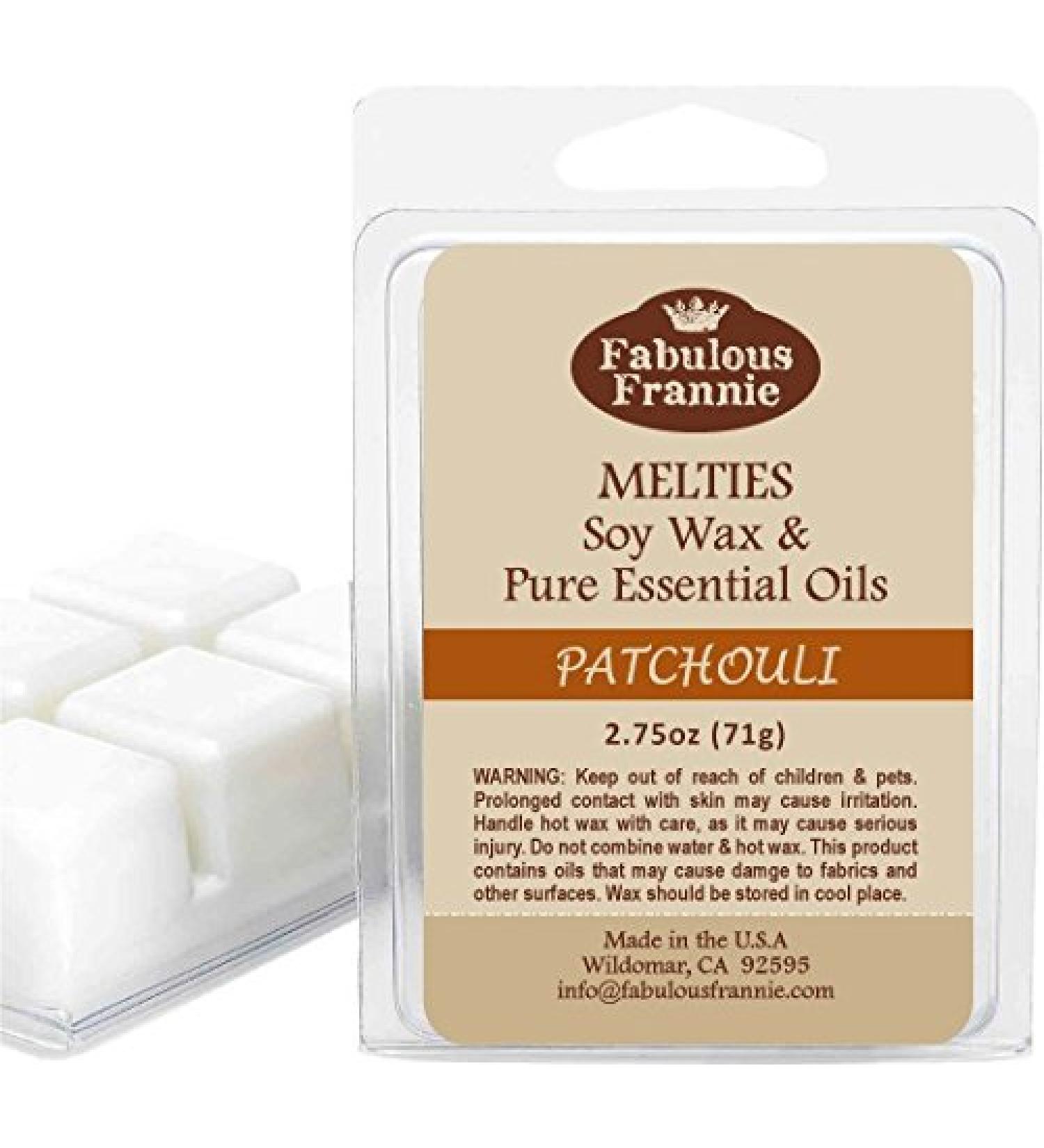 Fabulous Frannie Patchouli - 100% Pure Soy Wax Meltie/Tart/Melts Made with Essential Oils 2.75 oz