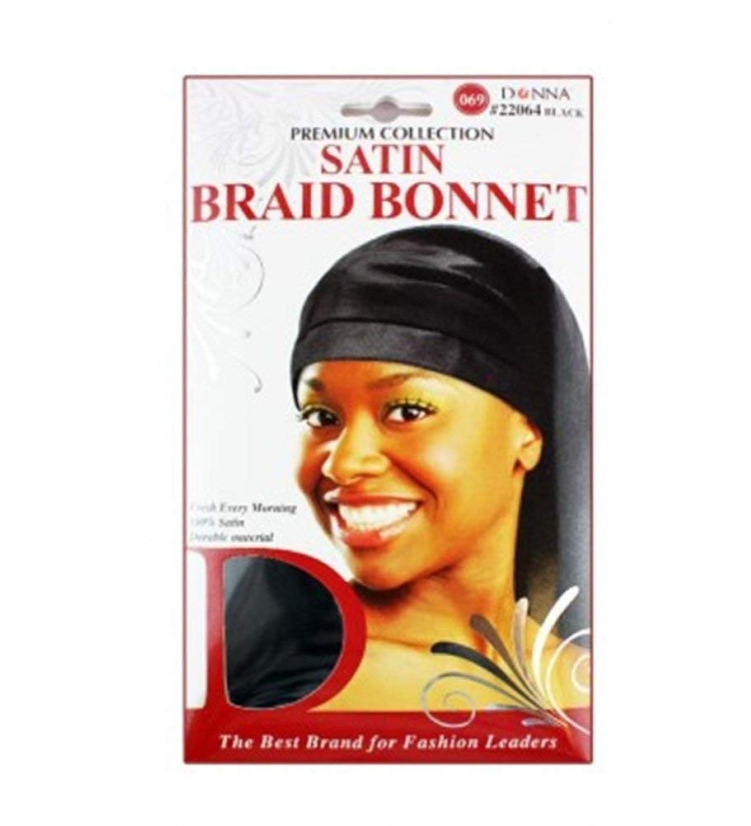 Donna's Premium Satin Braid Bonnet (Black)