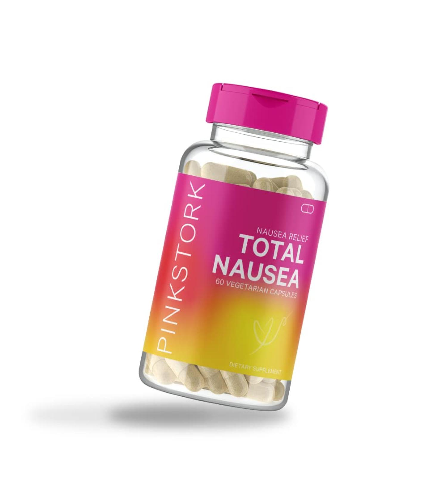 Pink Stork Total Nausea Relief Supplement with Vitamin B12 and Ginger - 60 Capsules | Pregnancy Morning Sickness and Motion Sickness Relief | Women-Owned - Buy Online on SooperMarket.com