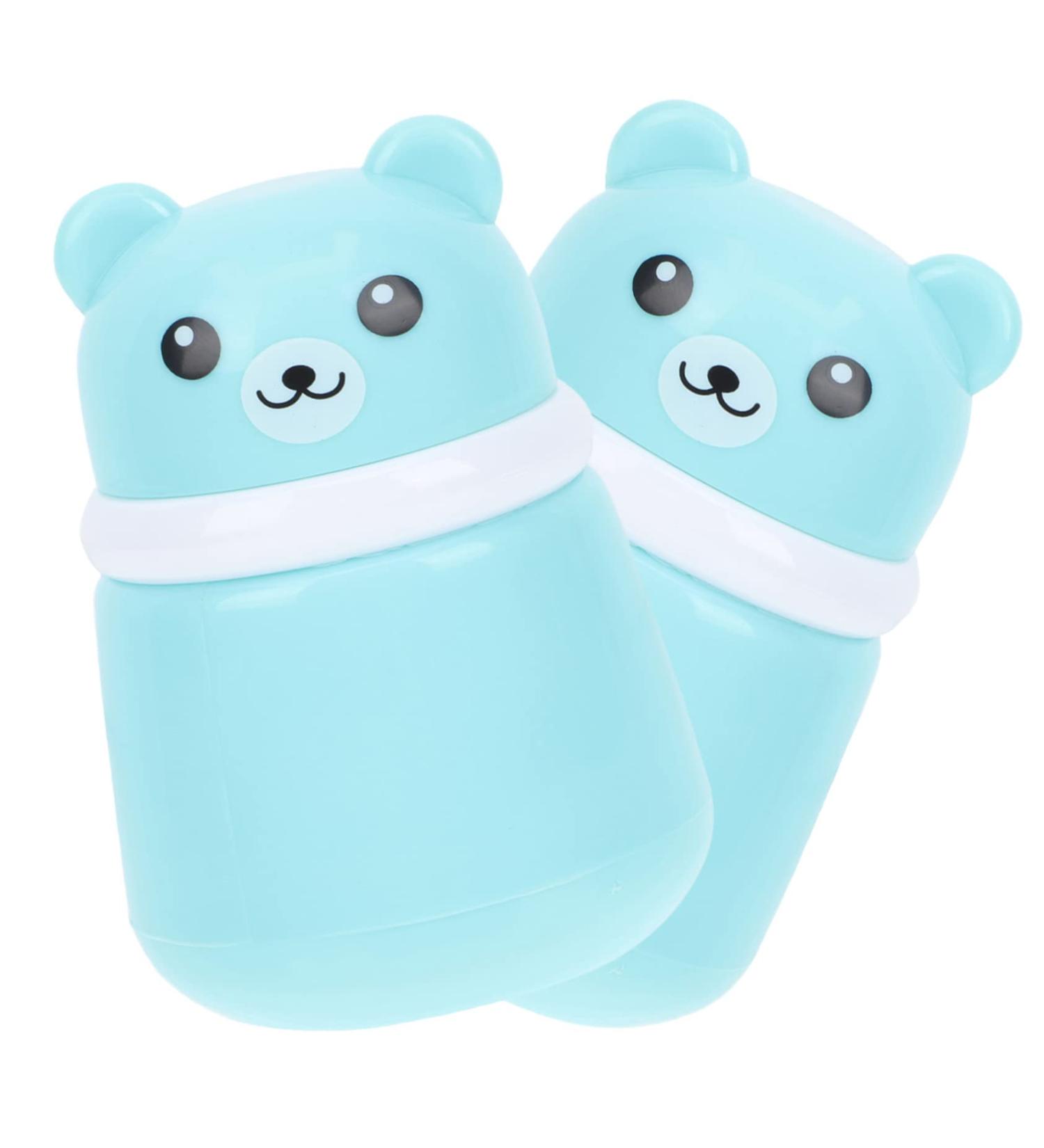 2pcs Bear Powder Puff Box Set for Travel and Newborns - Blue - Buy Online on SooperMarket.com