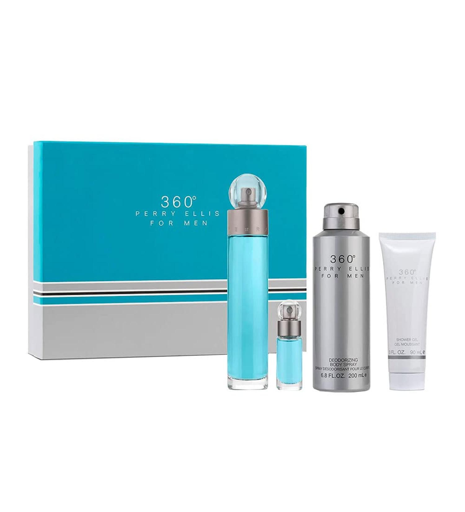 Perry Ellis 360 4 Piece Set For Men (3.4 Eau Di Toilette + 3.0 After Shave Balm + Deo Stickk + 75 Ml Eau Di Toilette Spray) 1 Count (Pack of 1) - Buy Online on SooperMarket.com