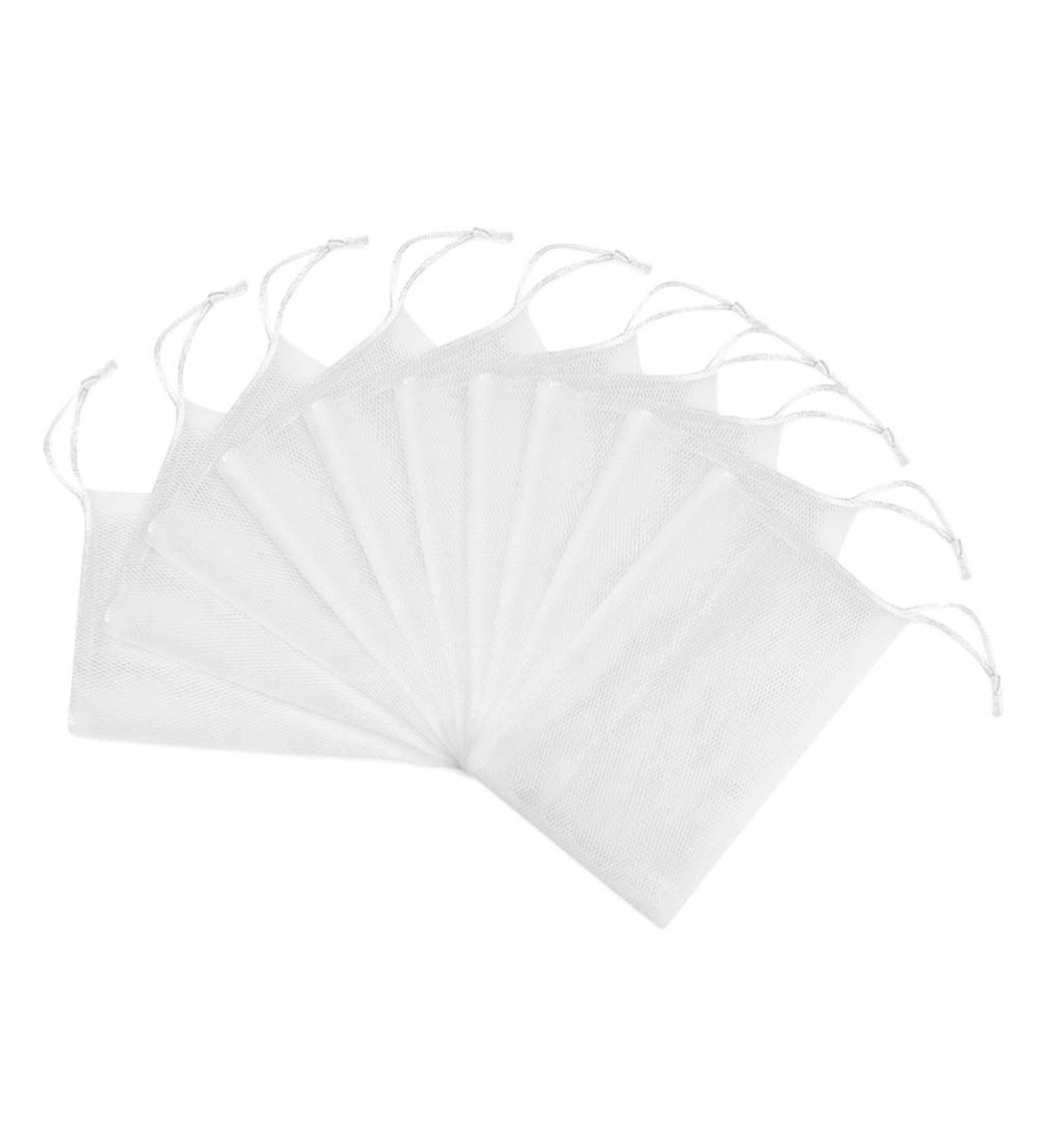 Healifty 20Pcs Exfoliating Mesh Soap Saver Bags - Handmade Bubble Foam Net for Longer-Lasting Soap | White - Buy Online on SooperMarket.com