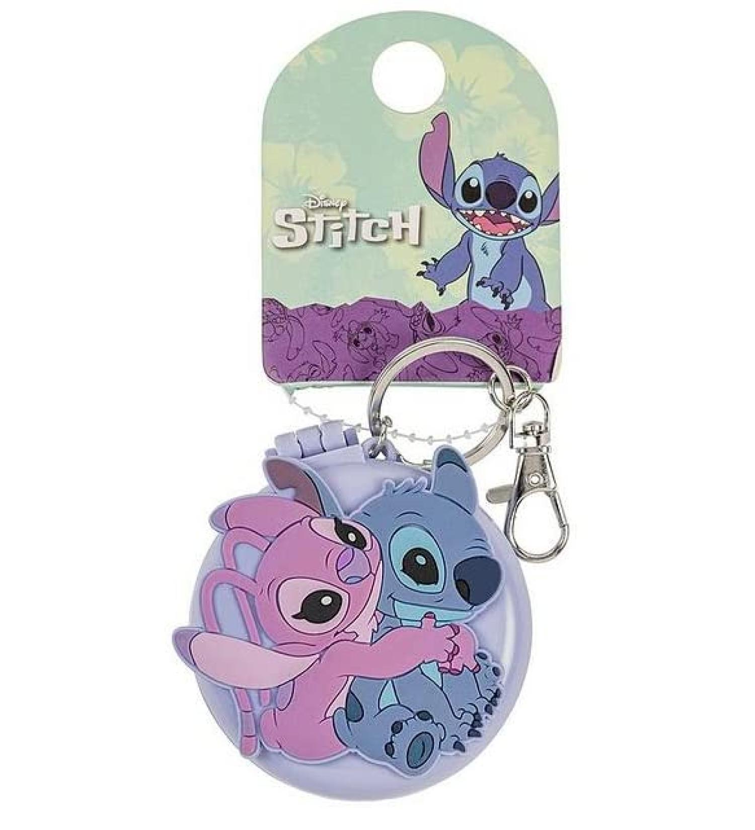 Peers Hardy - Disney Lilo and Stitch Blue and Pink Compact Mirror and Hairbrush Keychain