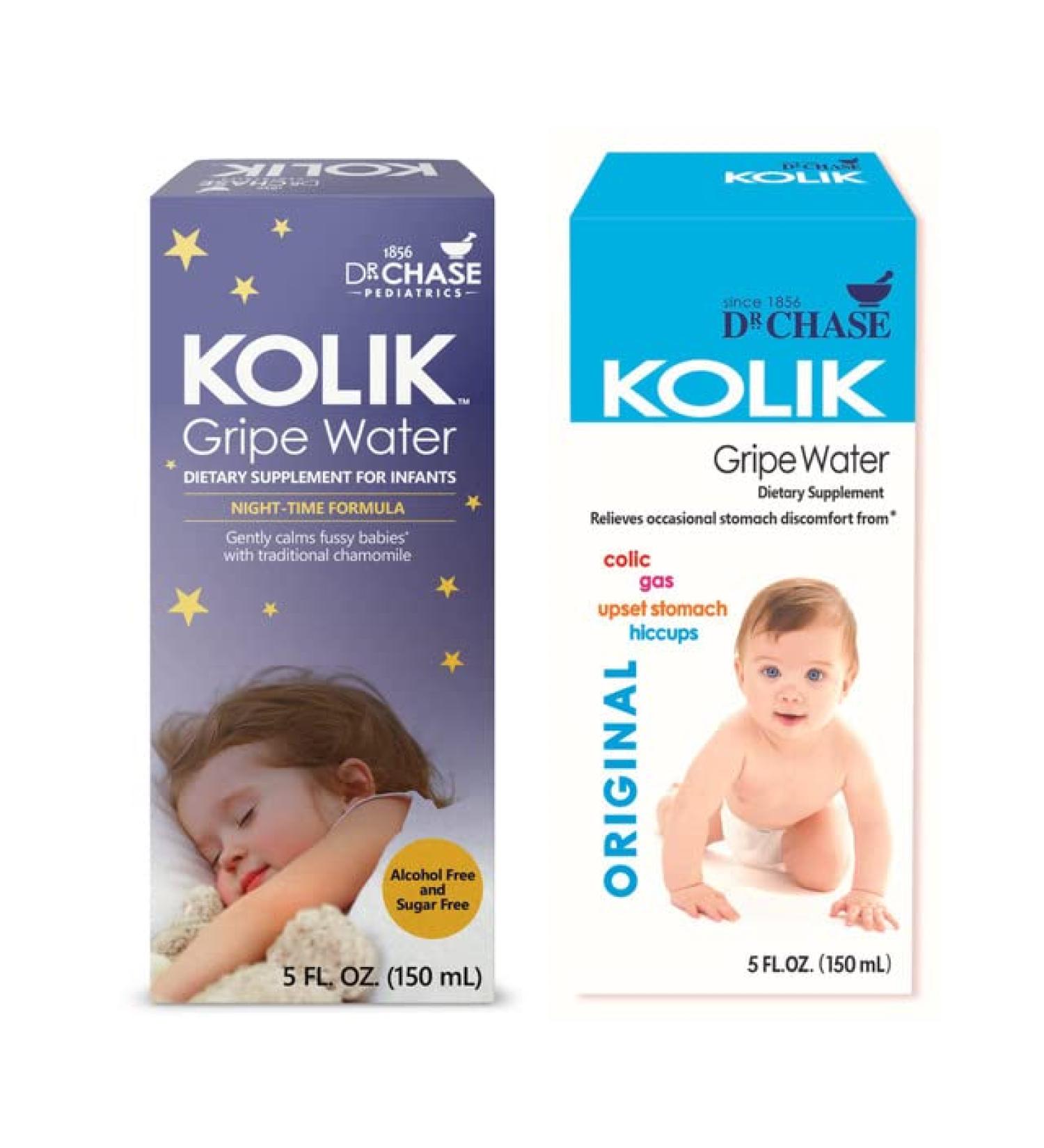 Dr. Chase Kolik Gripe Water Bundle - Nighttime & All-Day Baby Colic Relief - 2-Pack for Gas, Cramps & Hiccups - Infant Must-Have - Buy Online on SooperMarket.com