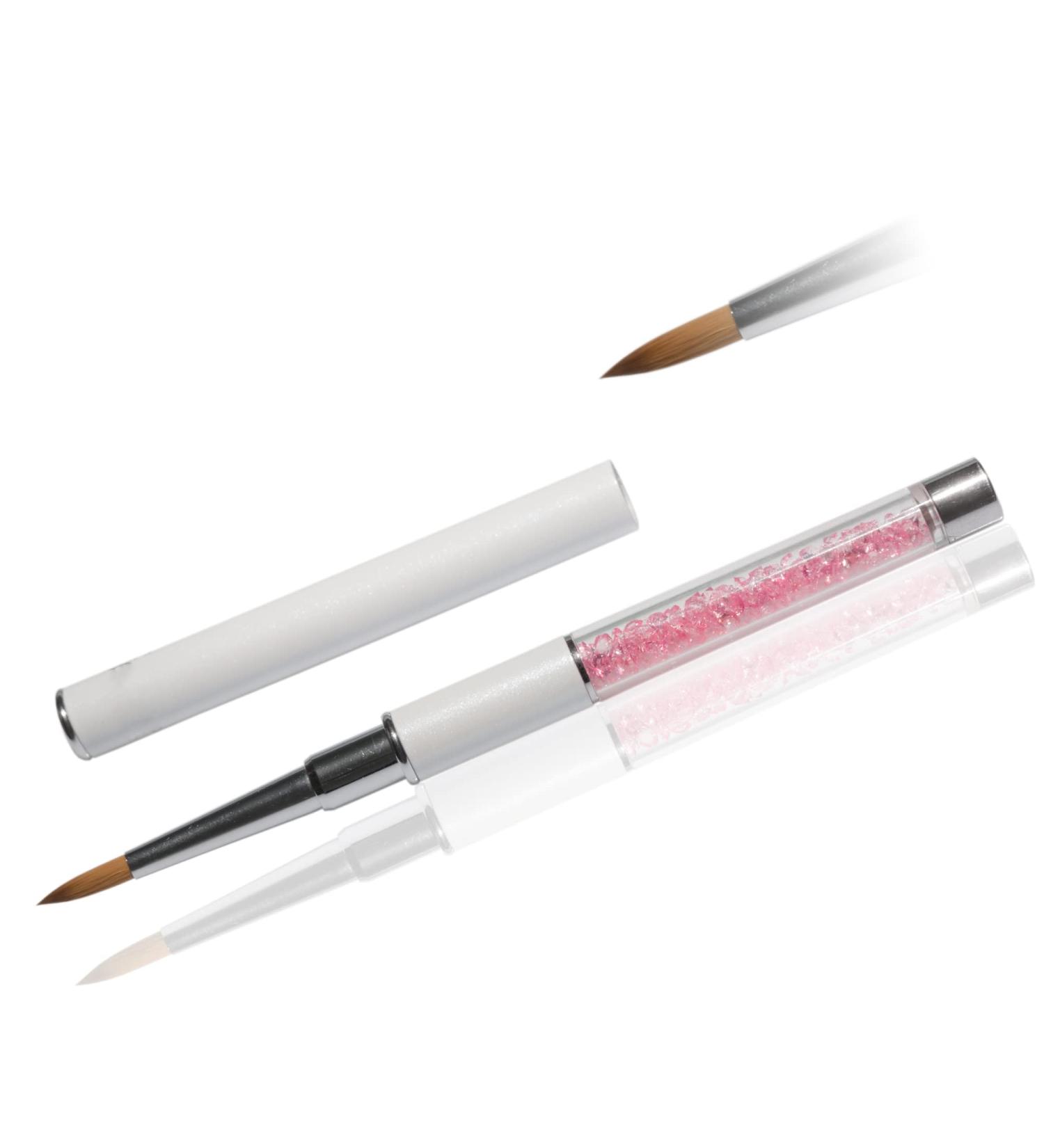 Acrylic Brush Size 4 - White/Pink Round with Rhinestones for Acrylic Nails | International Shipping Available - Buy Online on SooperMarket.com