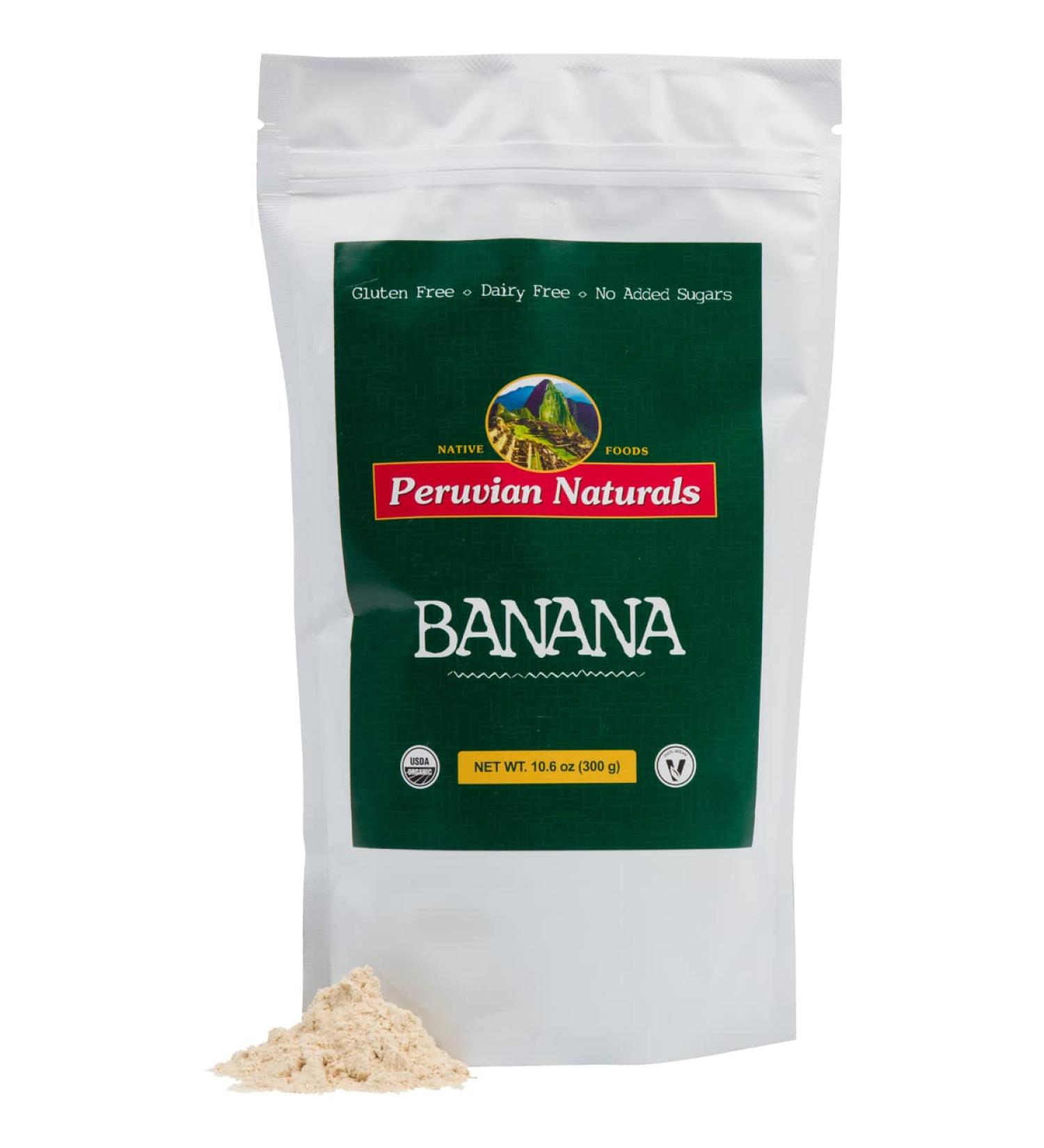 Peruvian Naturals Organic Banana Powder 300g - Raw Vegan Non-GMO Fruit Powder for Smoothies & Cooking - Buy Online on SooperMarket.com