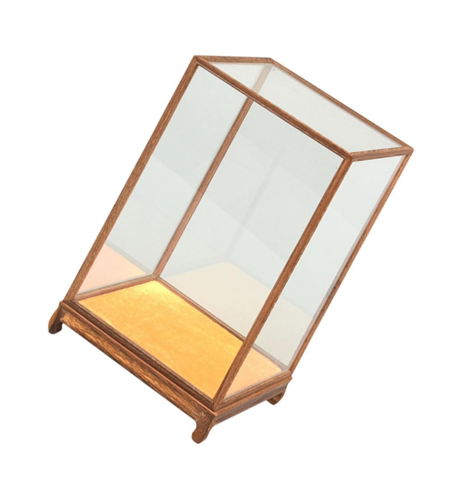 ORFOFE Box Wood Carving Glass Cover clear display stand buddha display stand Display Accessory toy shelf 17x12cm Assorted Color - Buy Online on SooperMarket.com