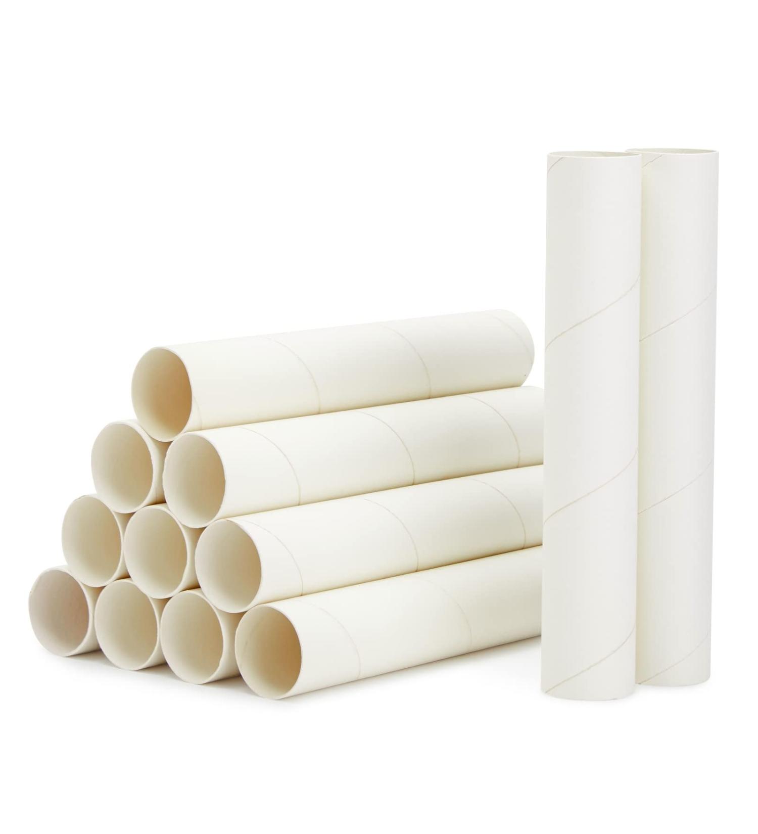 12 Pack White Cardboard Tubes for DIY Crafts - 1.7 x 10 Inches - Empty Paper Towels Rolls for Art Projects - Buy Online on SooperMarket.com