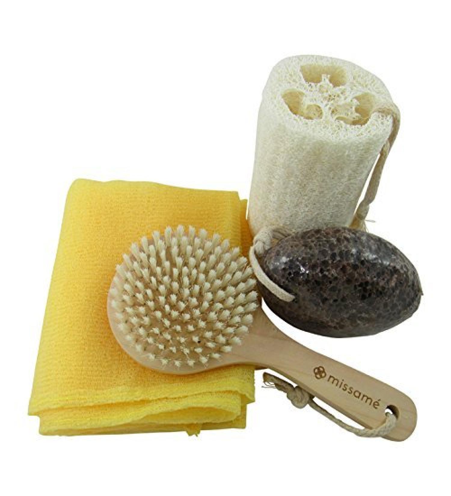Complete Exfoliating Kit: Body Brush, Loofah Sponge, Bath Towel & Pumice Stone - Buy Online on SooperMarket.com