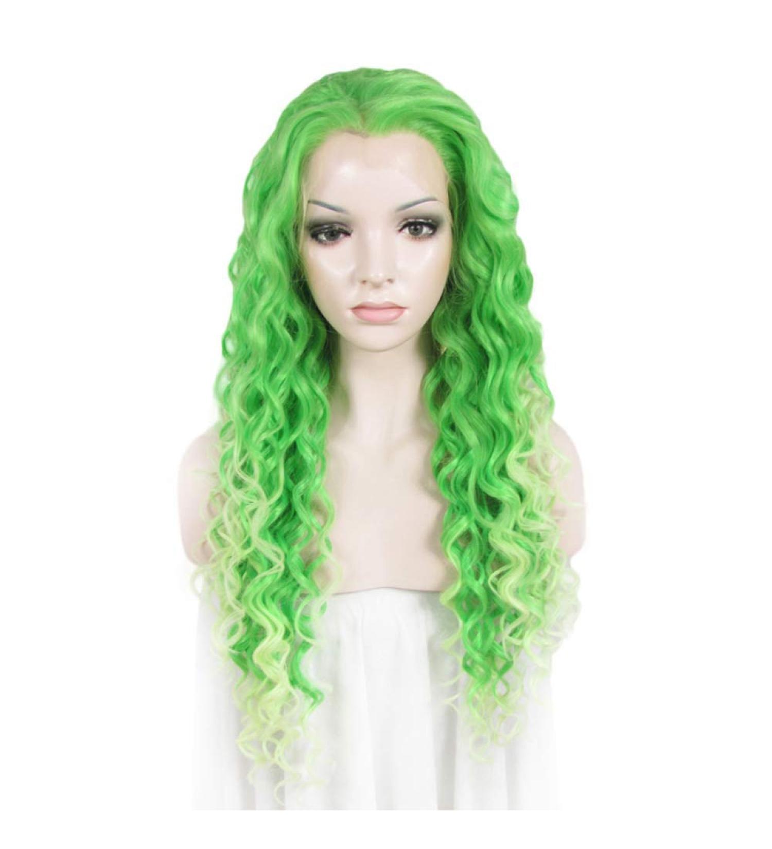 SHIYID Teal Green Long Loose Wave Synthetic Lace Front Wig - Heat Resistant Cosplay Wig for Women - Buy Online on SooperMarket.com