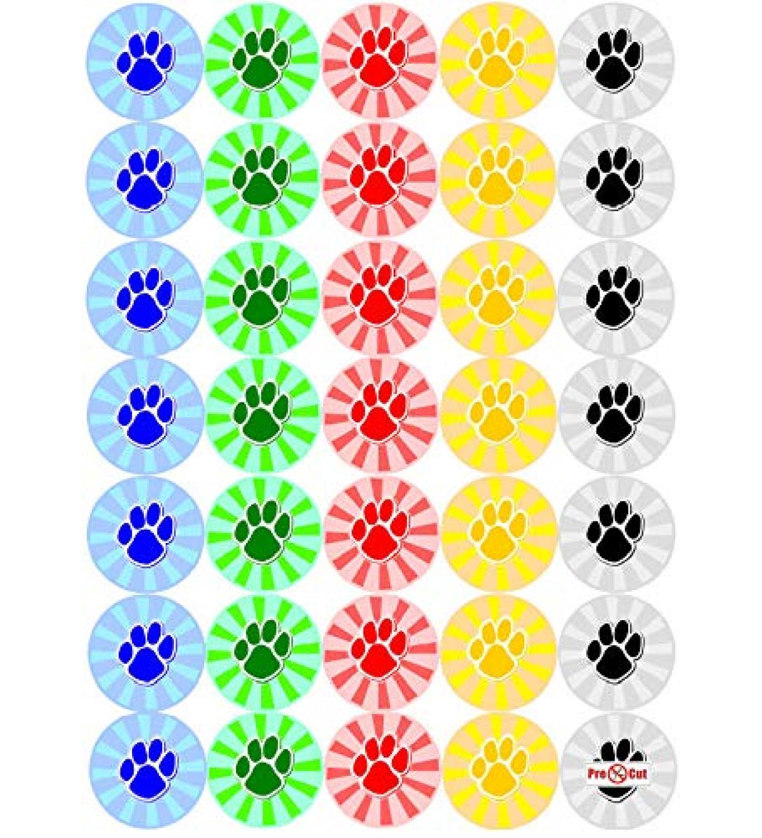 35 x Pre Cut Dog Paw Cake Cupcake Toppers/Decorations Edible Wafer Paper - Buy Online on SooperMarket.com