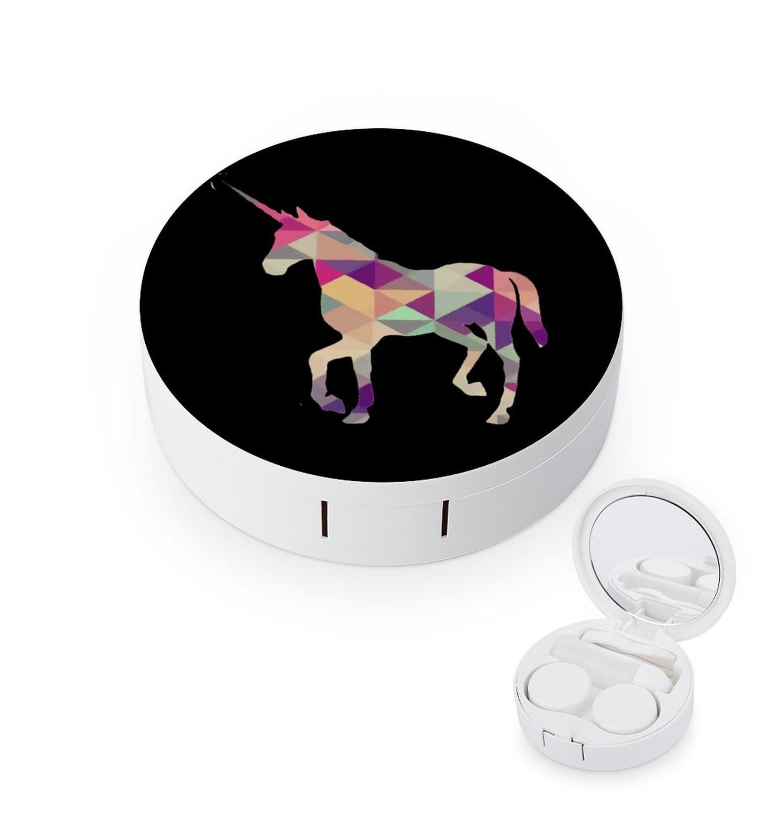 Patterned Unicorn Contact Lens Travel Kit Portable Cute Contact Box with Mirror for Daily Outdoor - Buy Online on SooperMarket.com