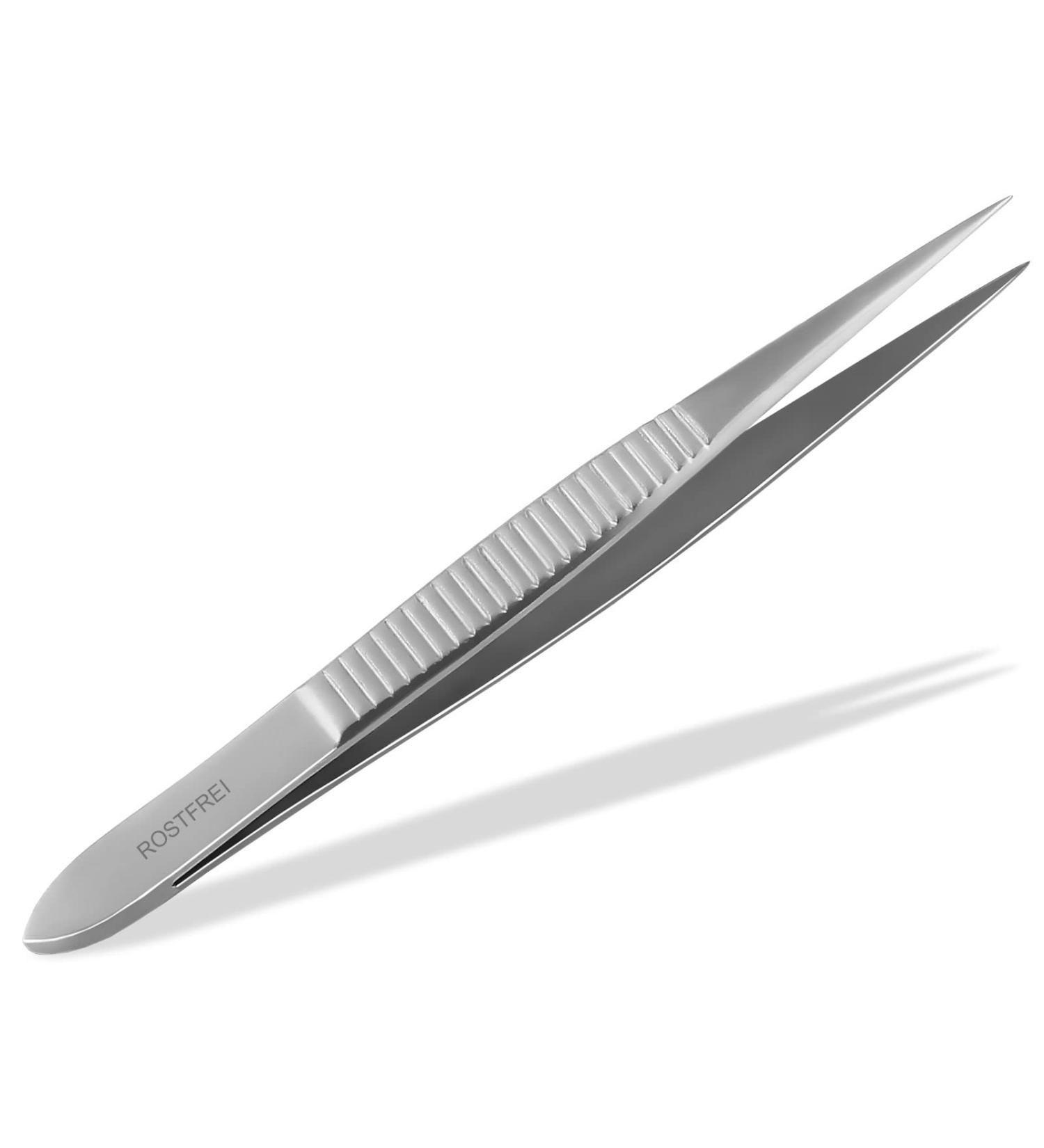 High-Precision Pointed Tweezers for Hair Plucking - Ergonomic Ribbed Handle | International Shipping Available - Buy Online on SooperMarket.com