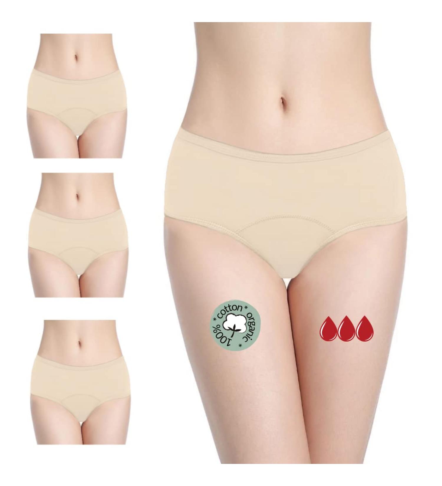 Noblood Period Underwear: Eco-Friendly Washable Cotton Briefs - Absorbent Menstruation Wear for Girls - Sizes XXS to 3XL - Pack L - Buy Online on SooperMarket.com