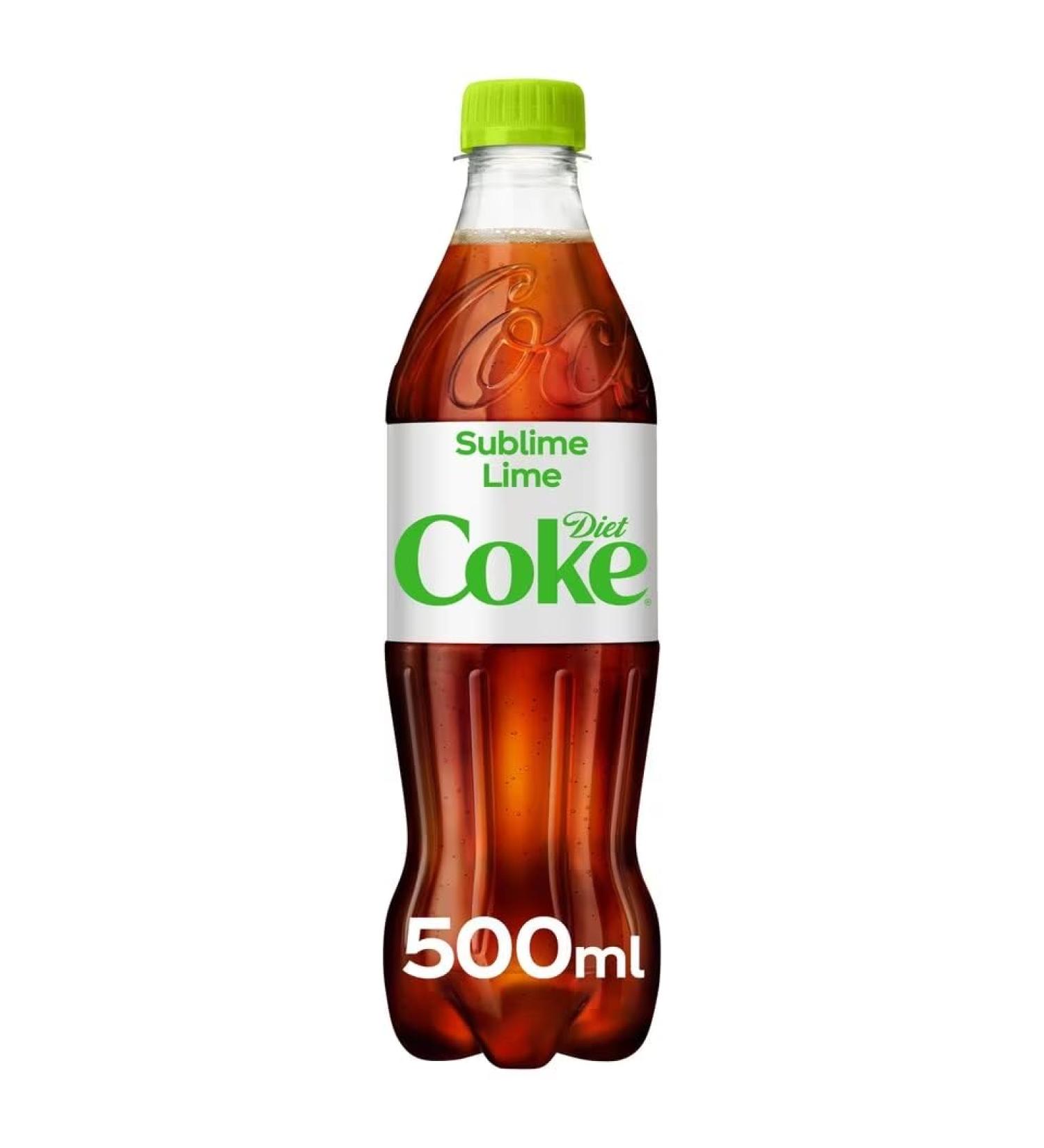 Diet Coke Sublime Lime No Sugar 500ml Bottles (24)