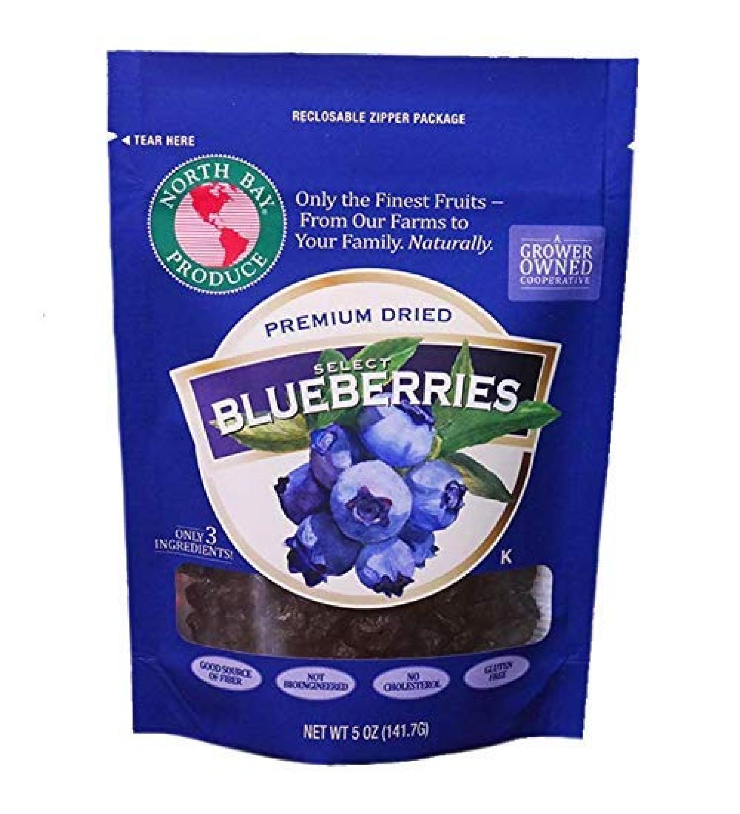 North Bay Produce Dried Blueberries - Gluten Free, Vegan, Healthy Snacks - 5oz Resealable Bag - Kids and Adults Friendly - Buy Online on SooperMarket.com