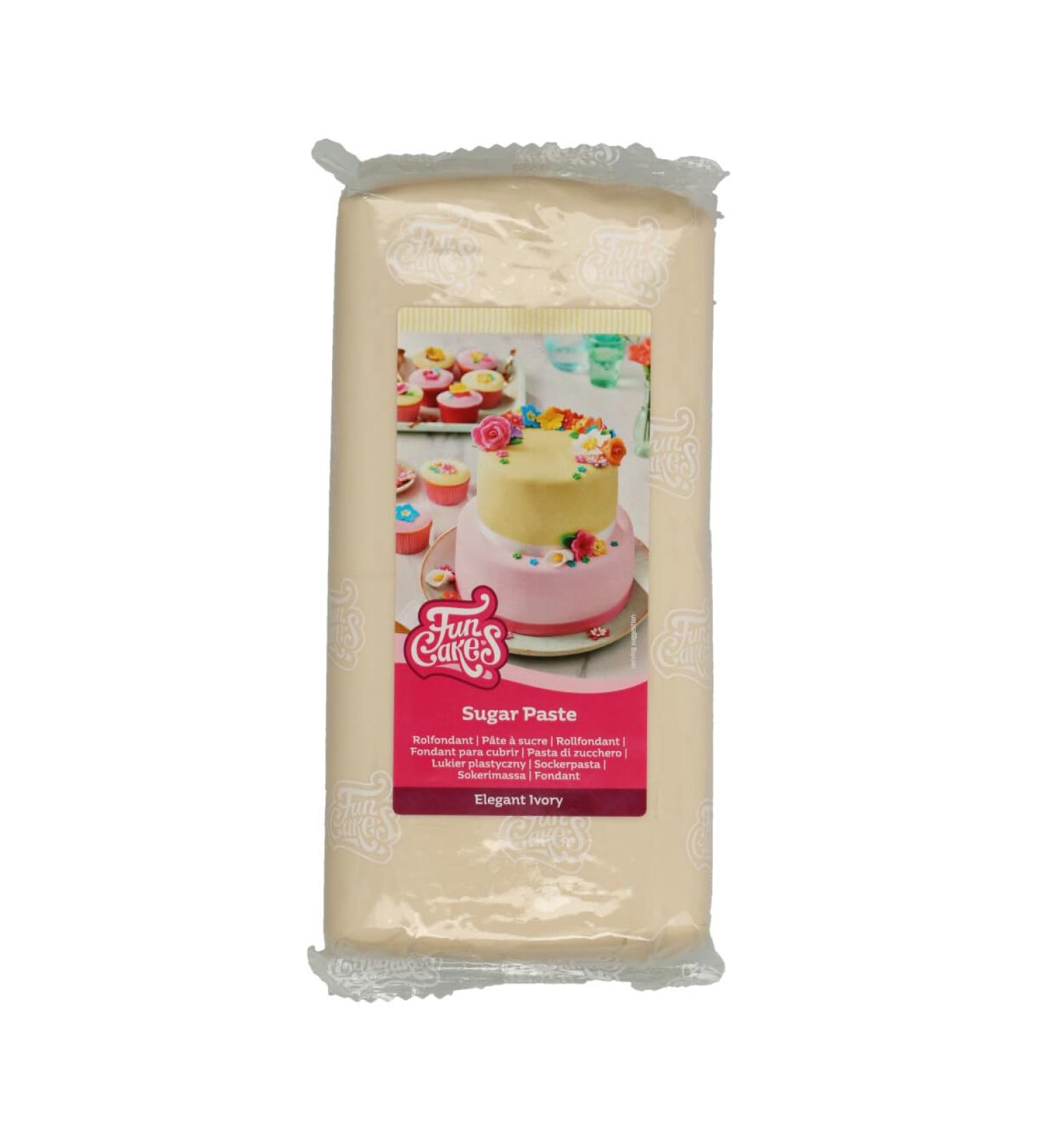 Funcakes Roll Fondant Elegant Ivory - Easy to Use Smooth & Flexible Cake Decorating | Halal Kosher Gluten-Free | 1kg - Buy Online on SooperMarket.com